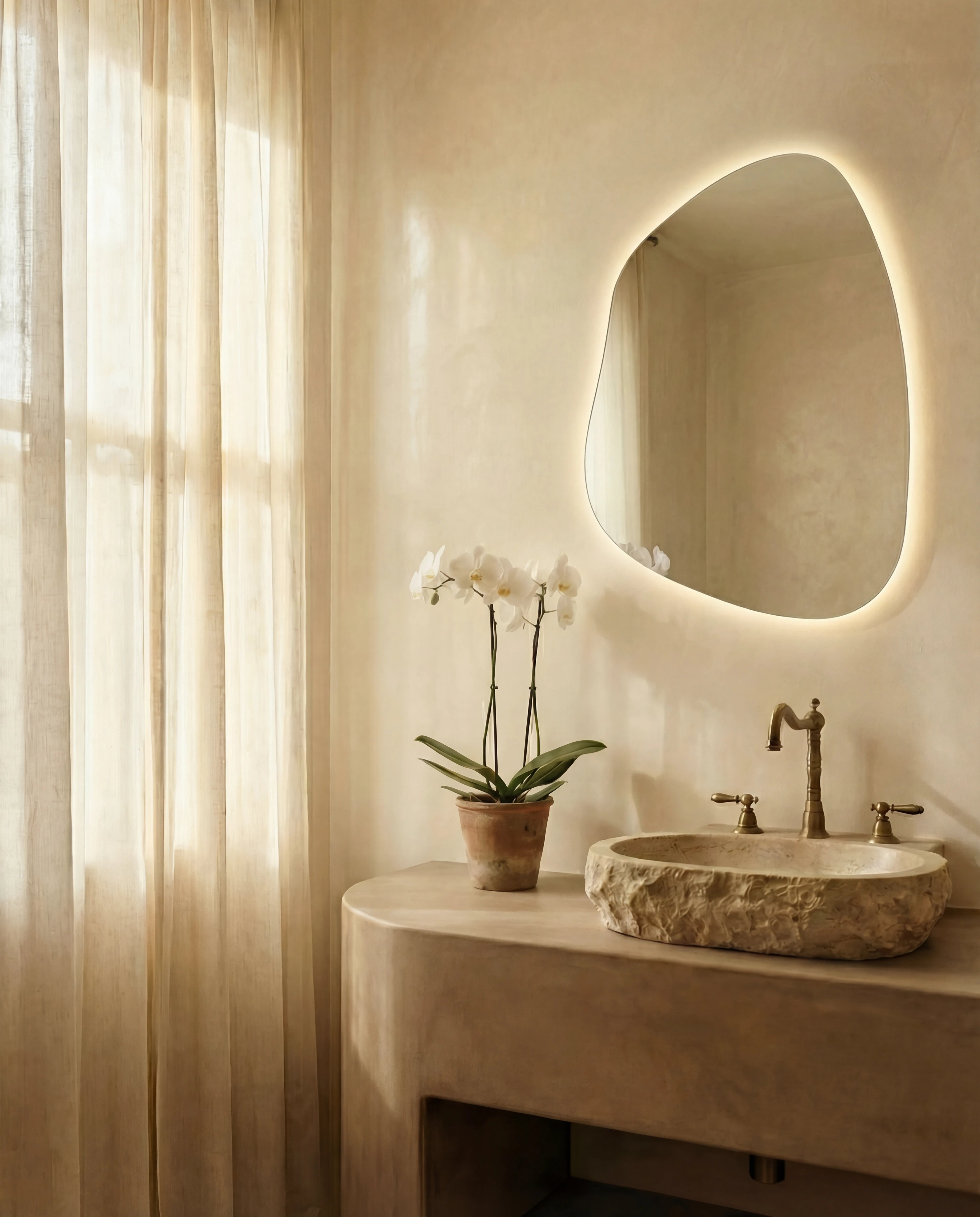 Elsa LED Irregular Black Framed Wall Mirror