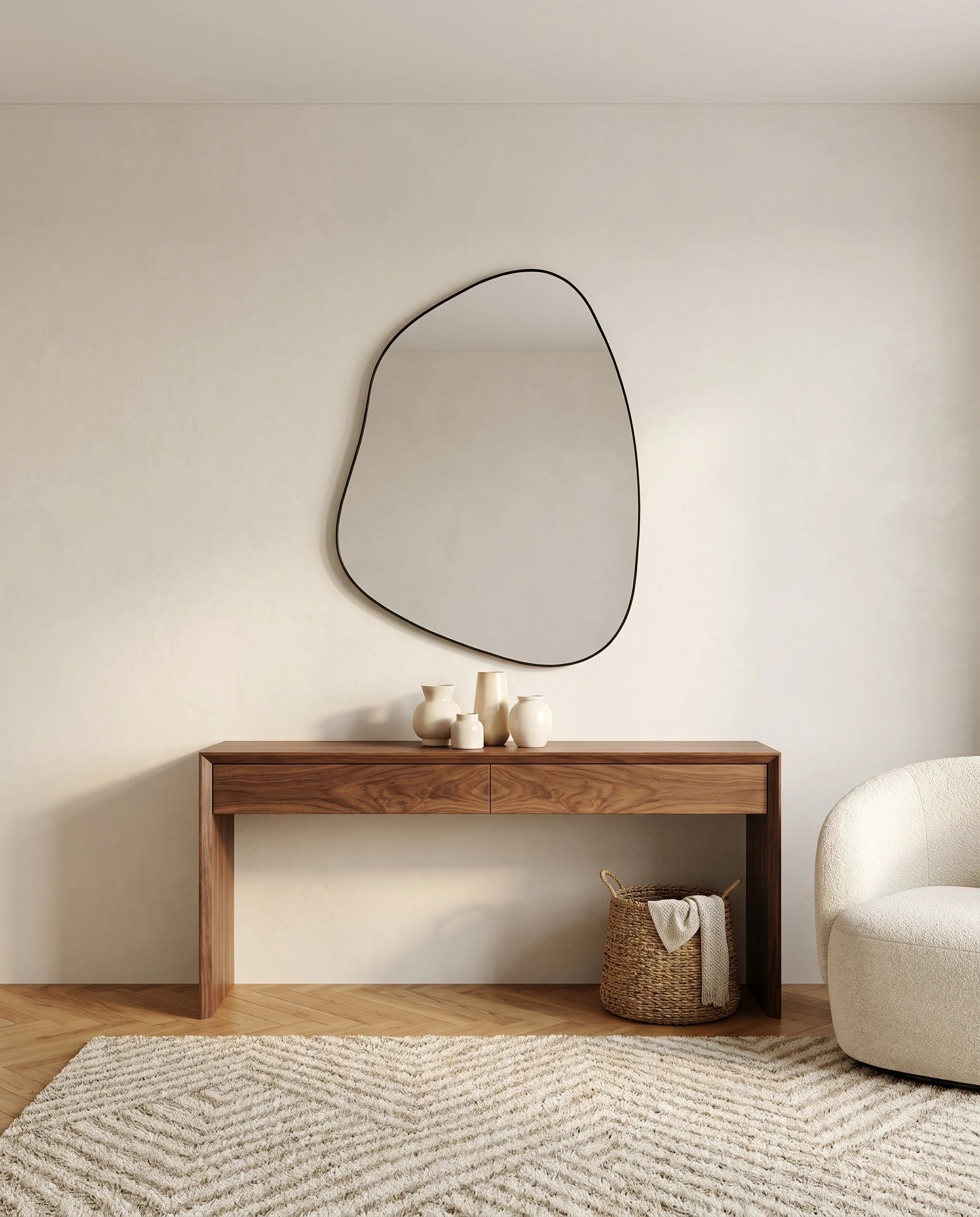 Elsa Irregular Black Framed Wall Mirror