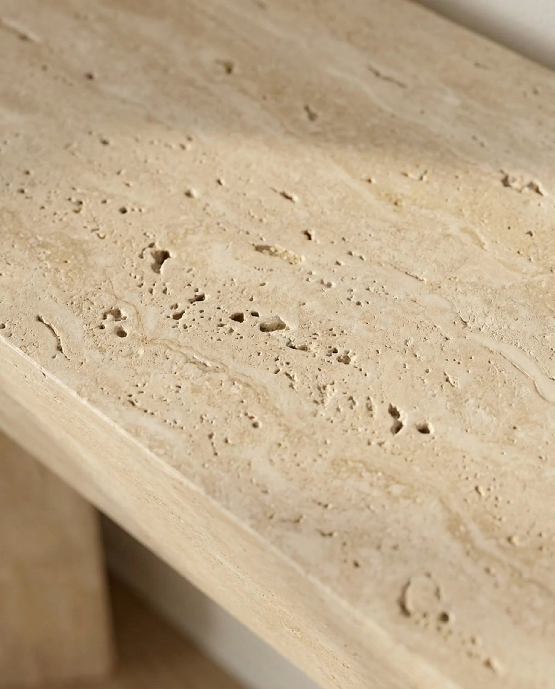 Ember Travertine Waterfall Console Table