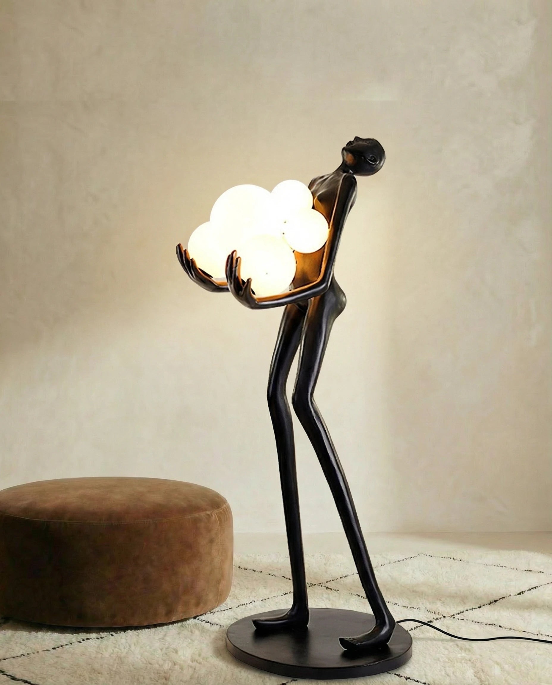 Expressive Black Humanoid Floor Lamp