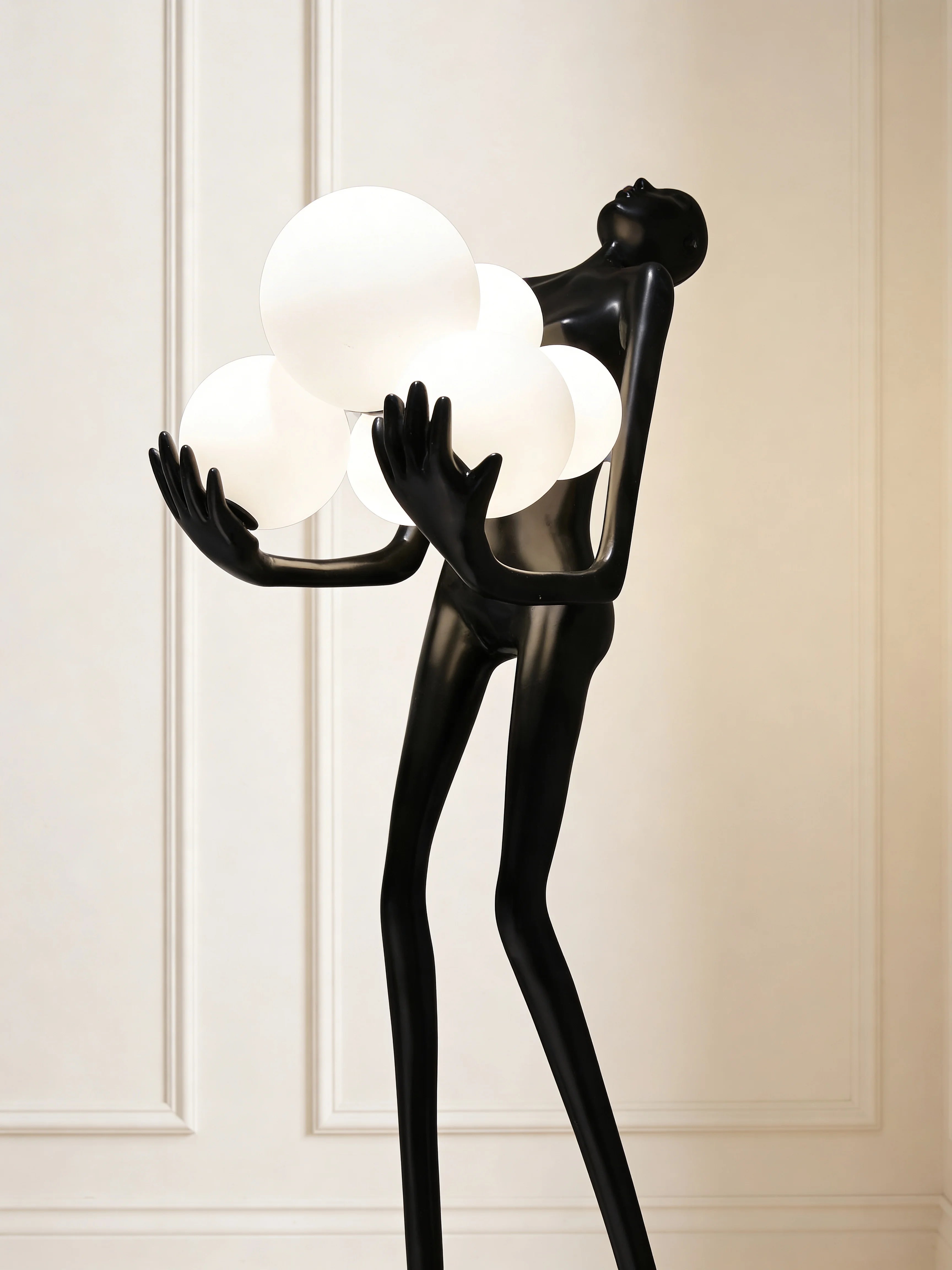 Expressive Black Humanoid Floor Lamp
