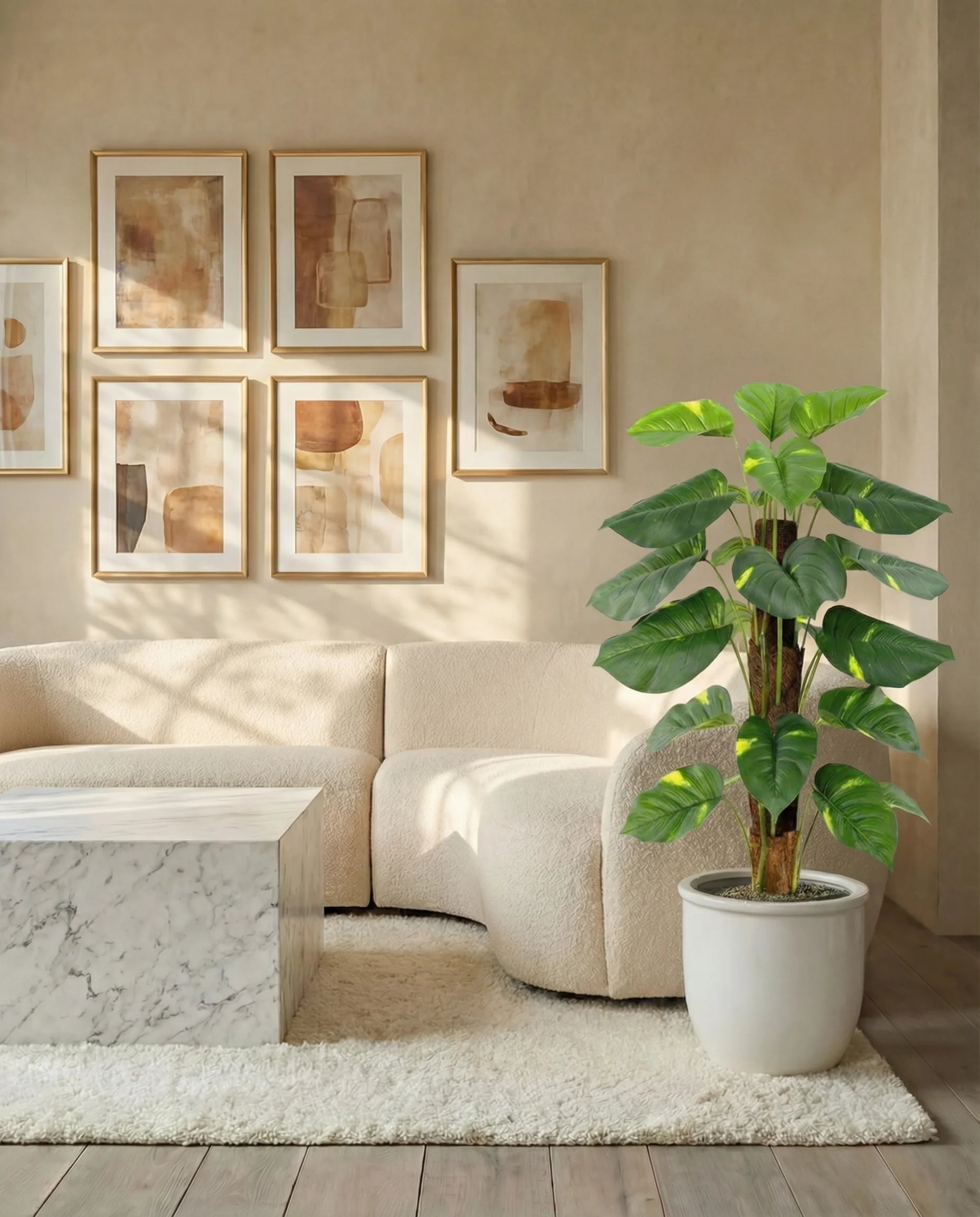 Faux ornamental money plant, full view