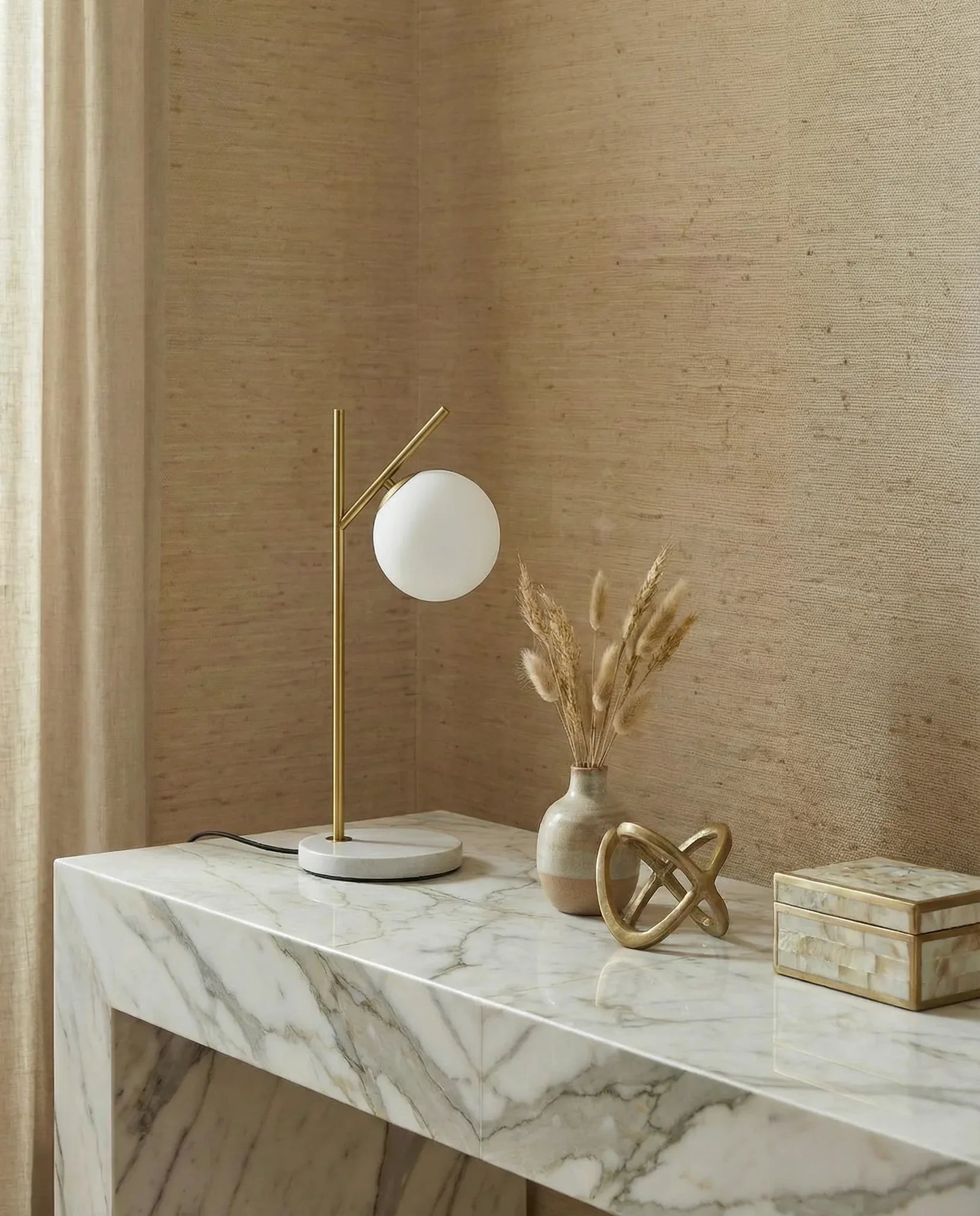 Florence golden globe table lamp with frosted glass shade