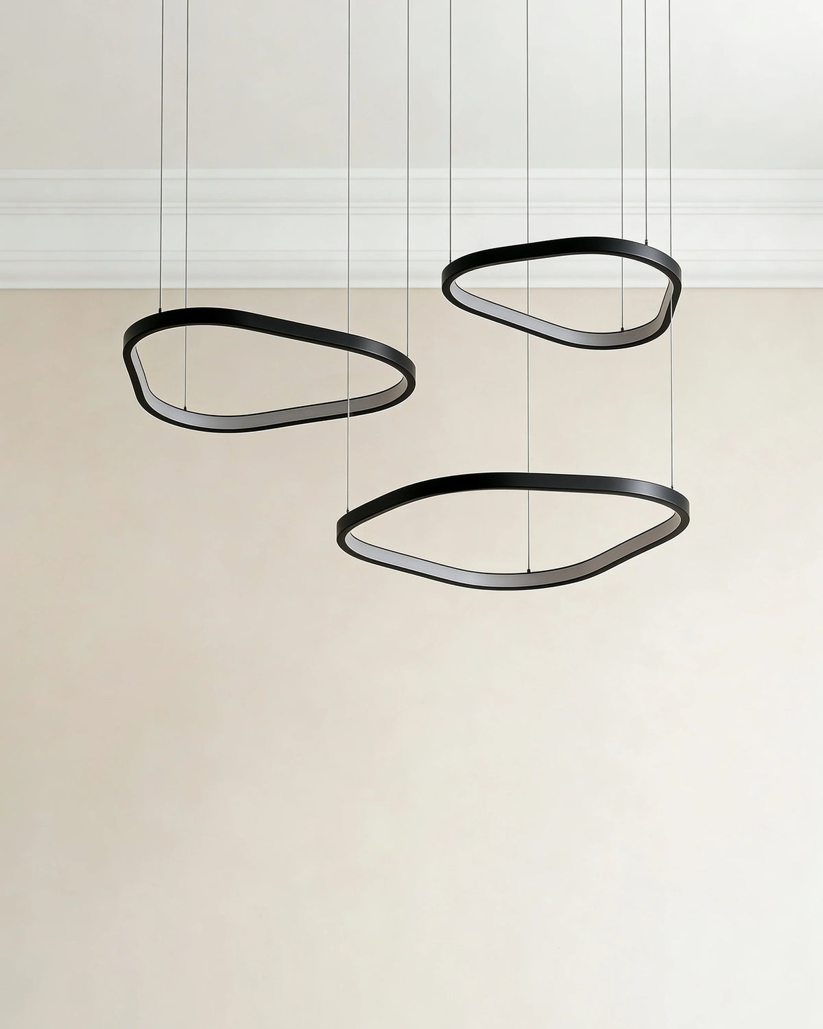Black geometric ceiling lamp in a Dubai living room