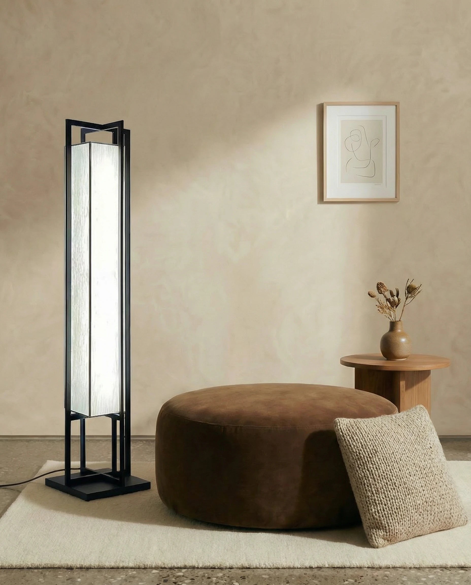 Geometric Floor Lamp with Stained Glass Shade