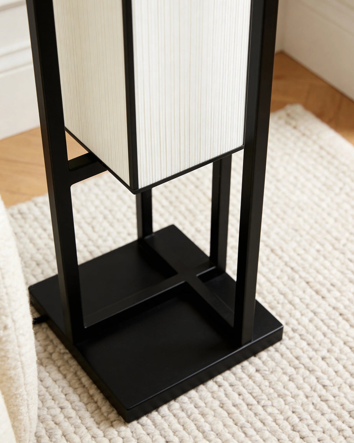 Geometric stained glass floor lamp, close-up detail