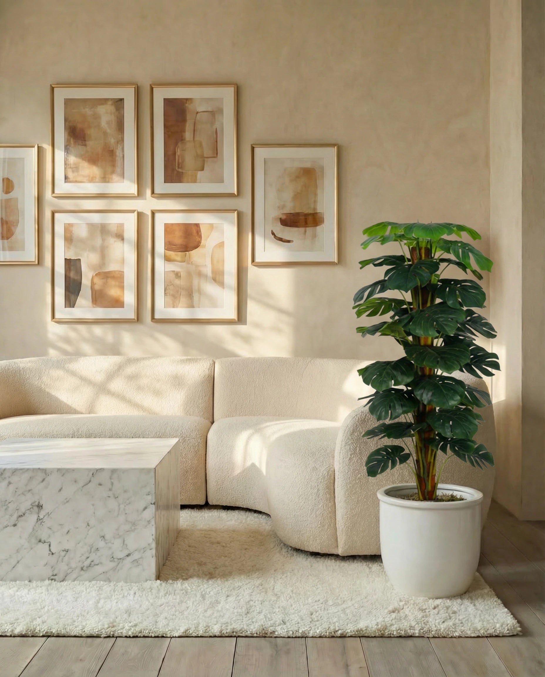 Giant Monstera Deliciosa artificial plant, full view