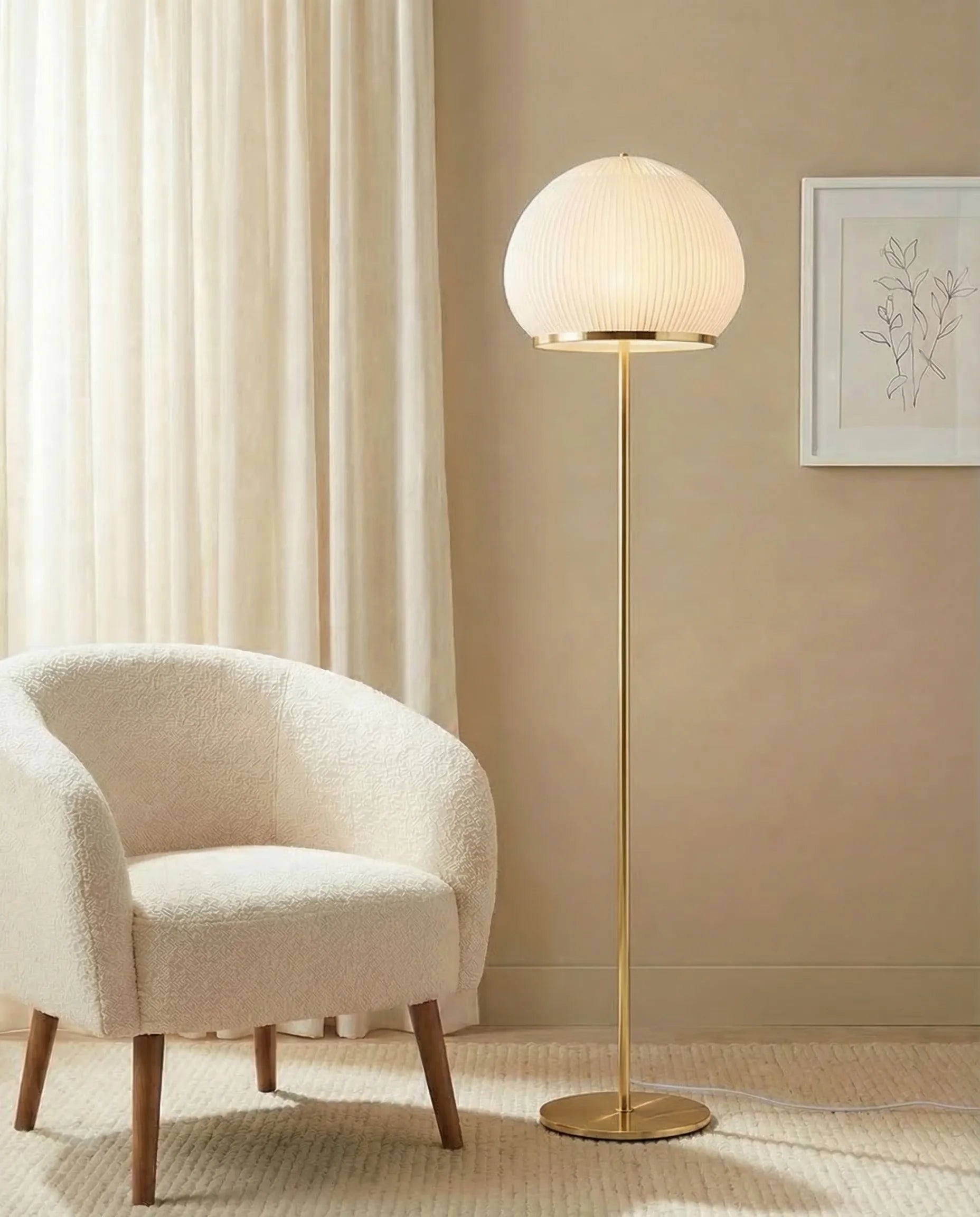 Glowing Orb Corner Floor Lamp