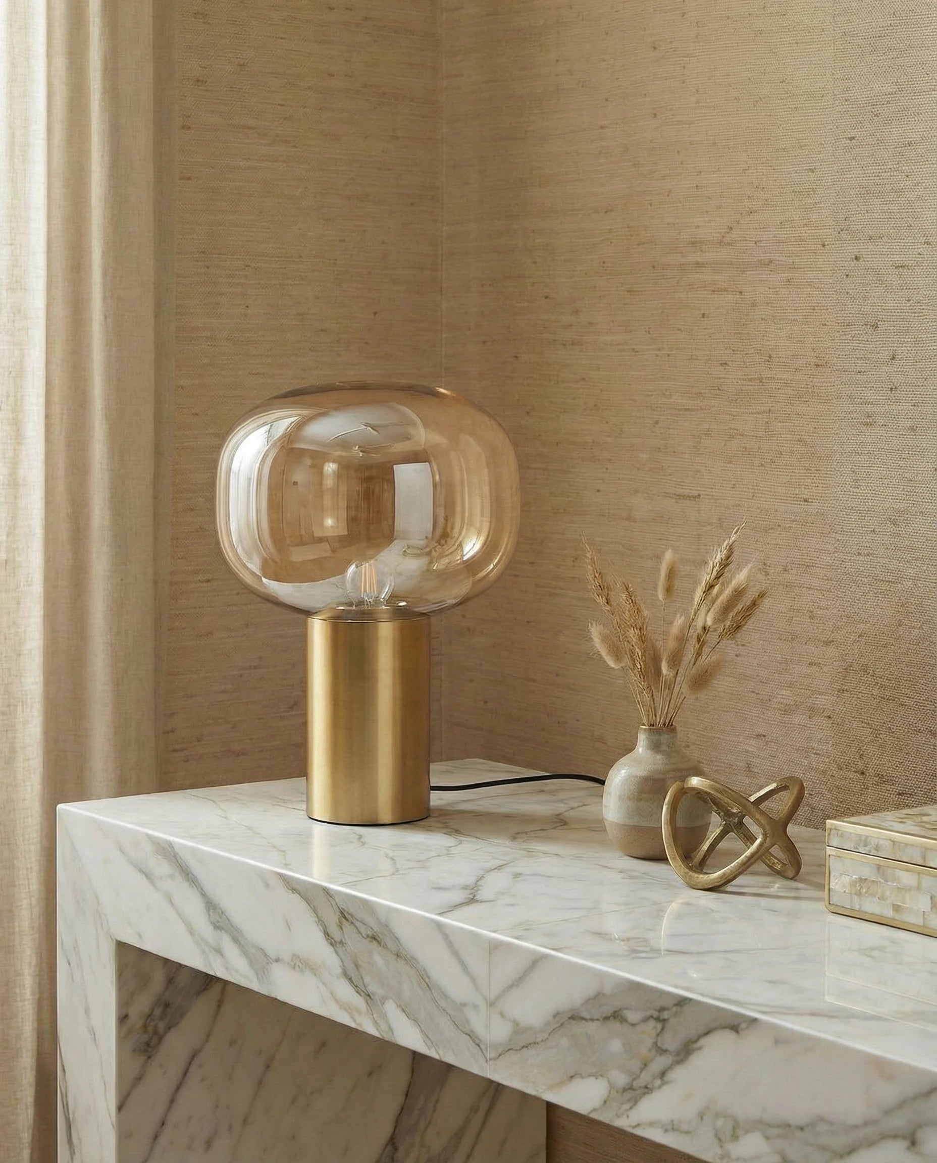 Golden Bonbori Glass Table Lamp