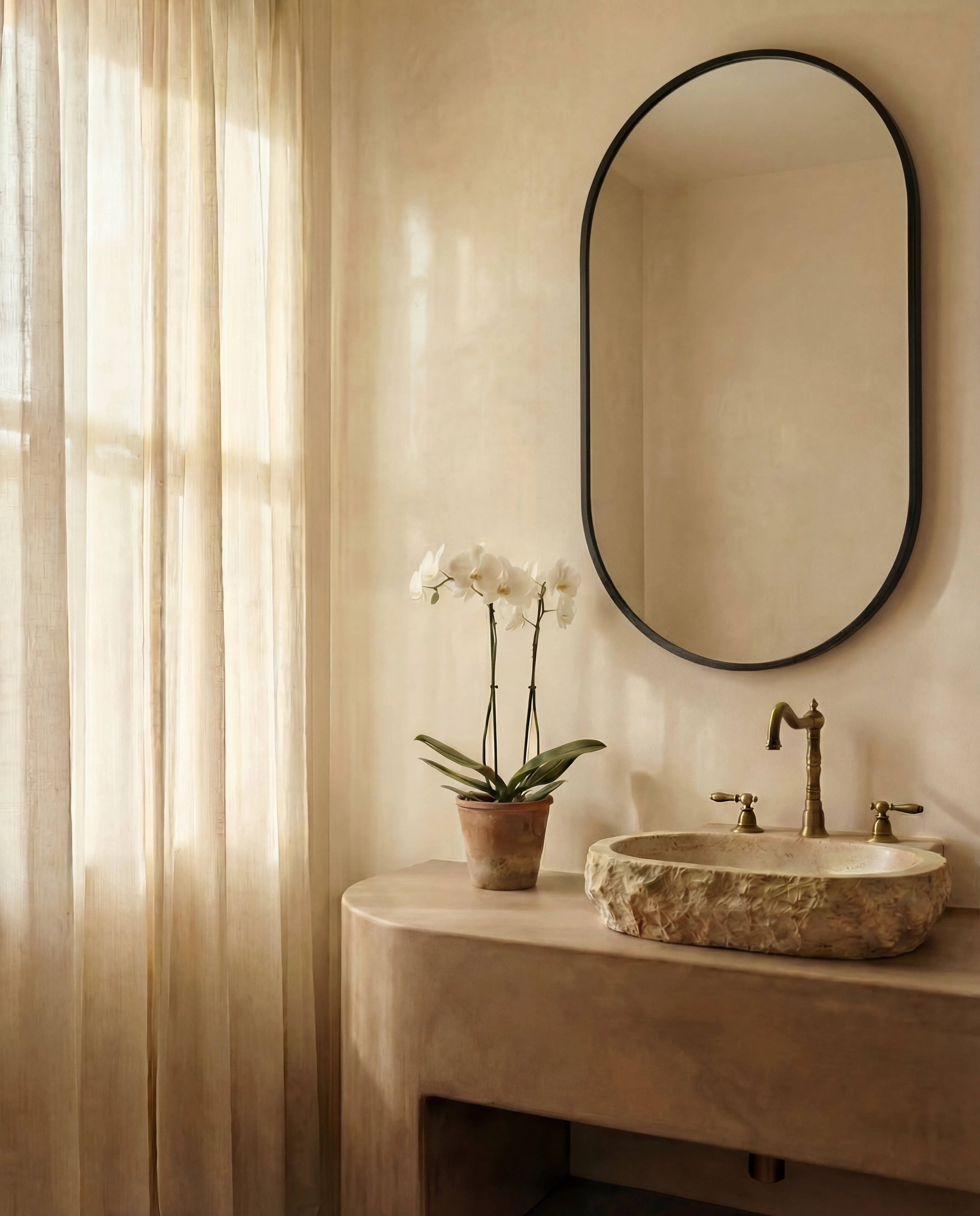 Gothic Black Framed Capsule Wall Mirror (Oval)