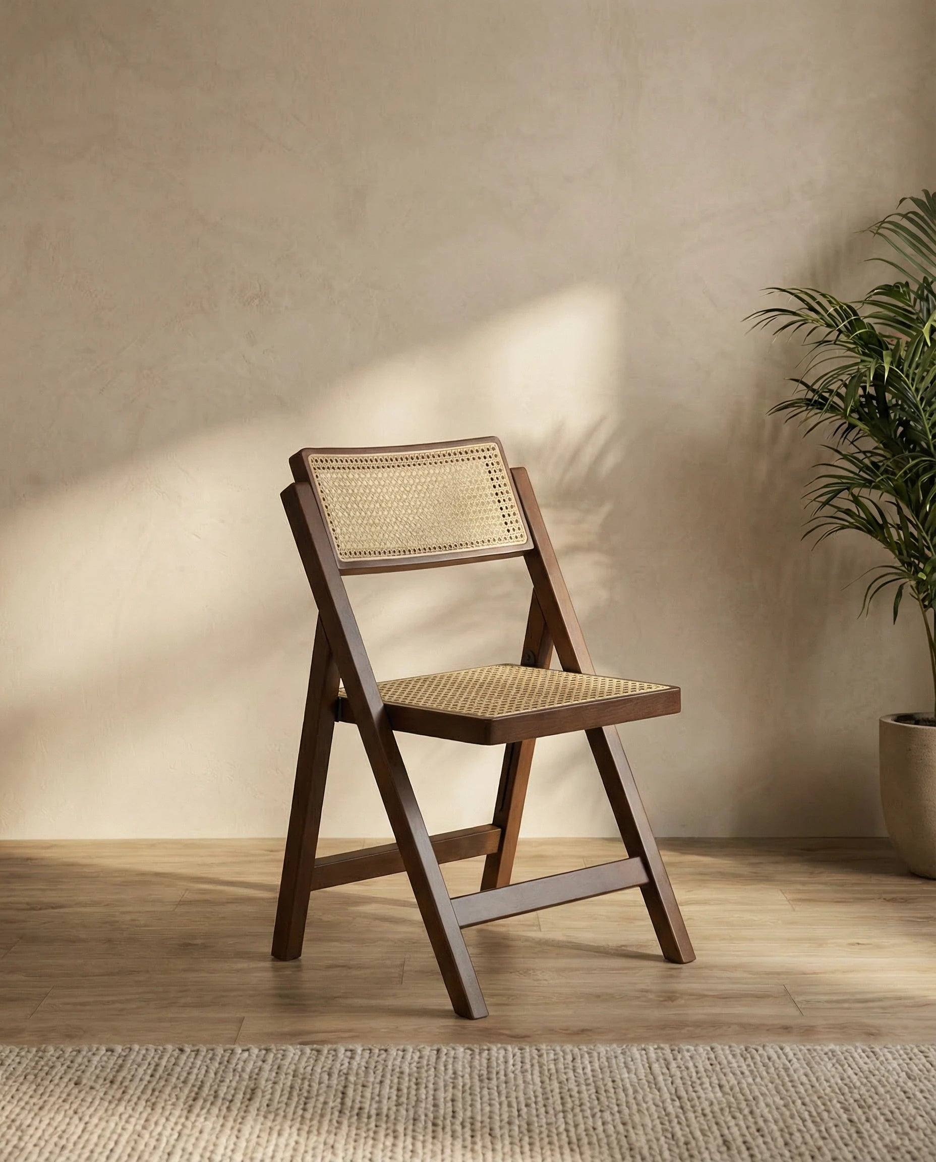 Gracie Foldable Wooden Rattan Lounge Chair