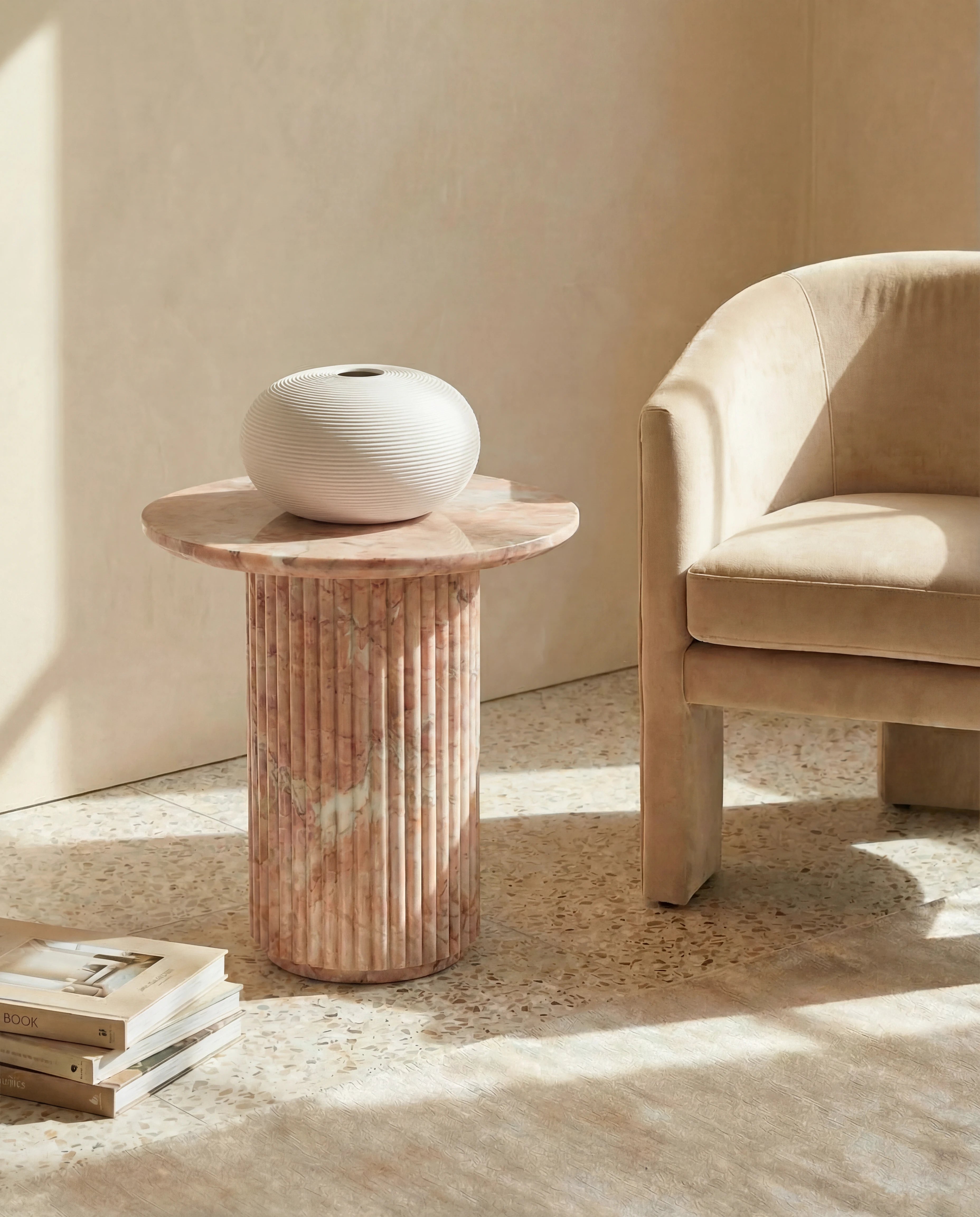 Halo Flat Round Ceramic Vase