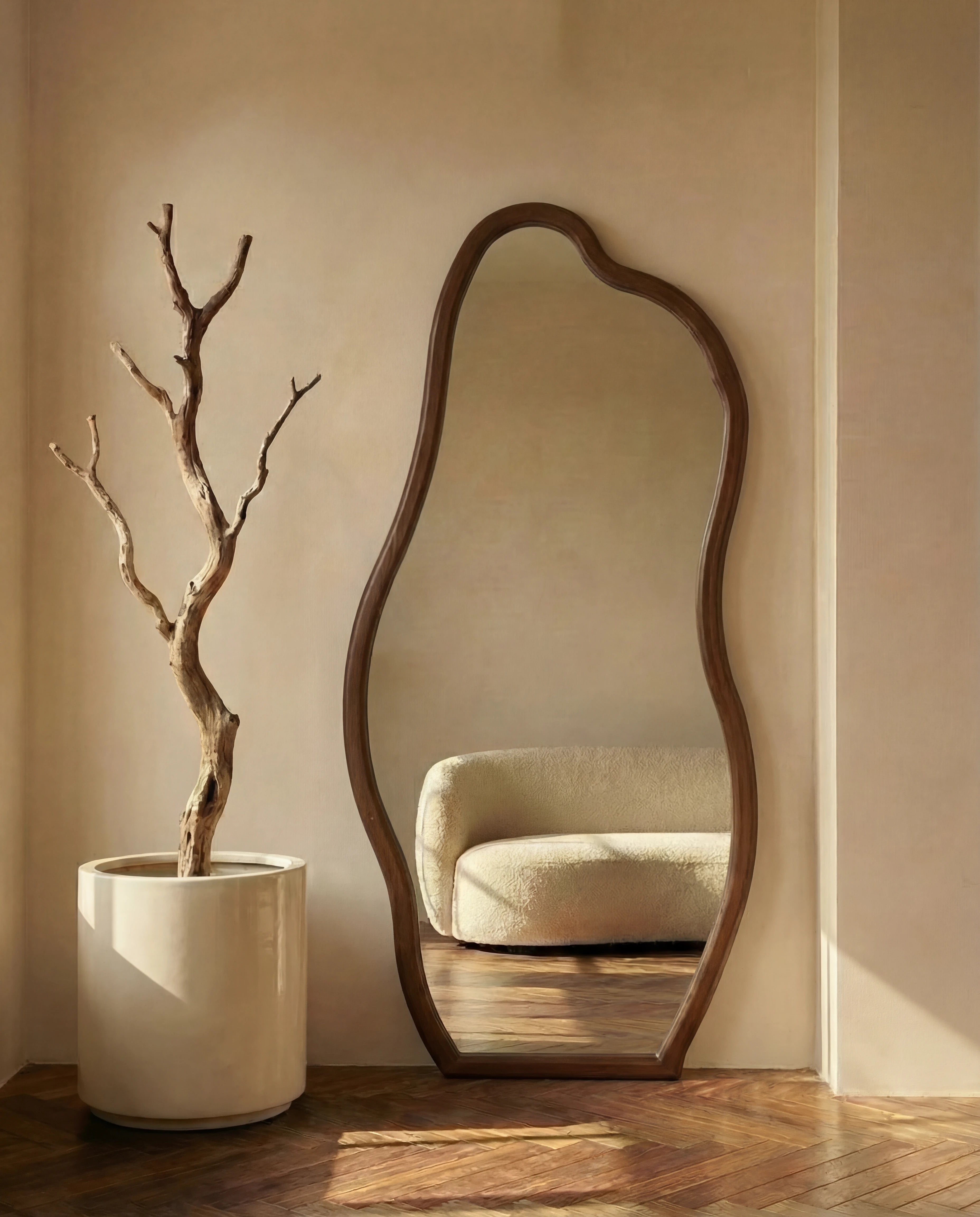 Hazel Dark Brown Wavy Irregular Dressing Mirror