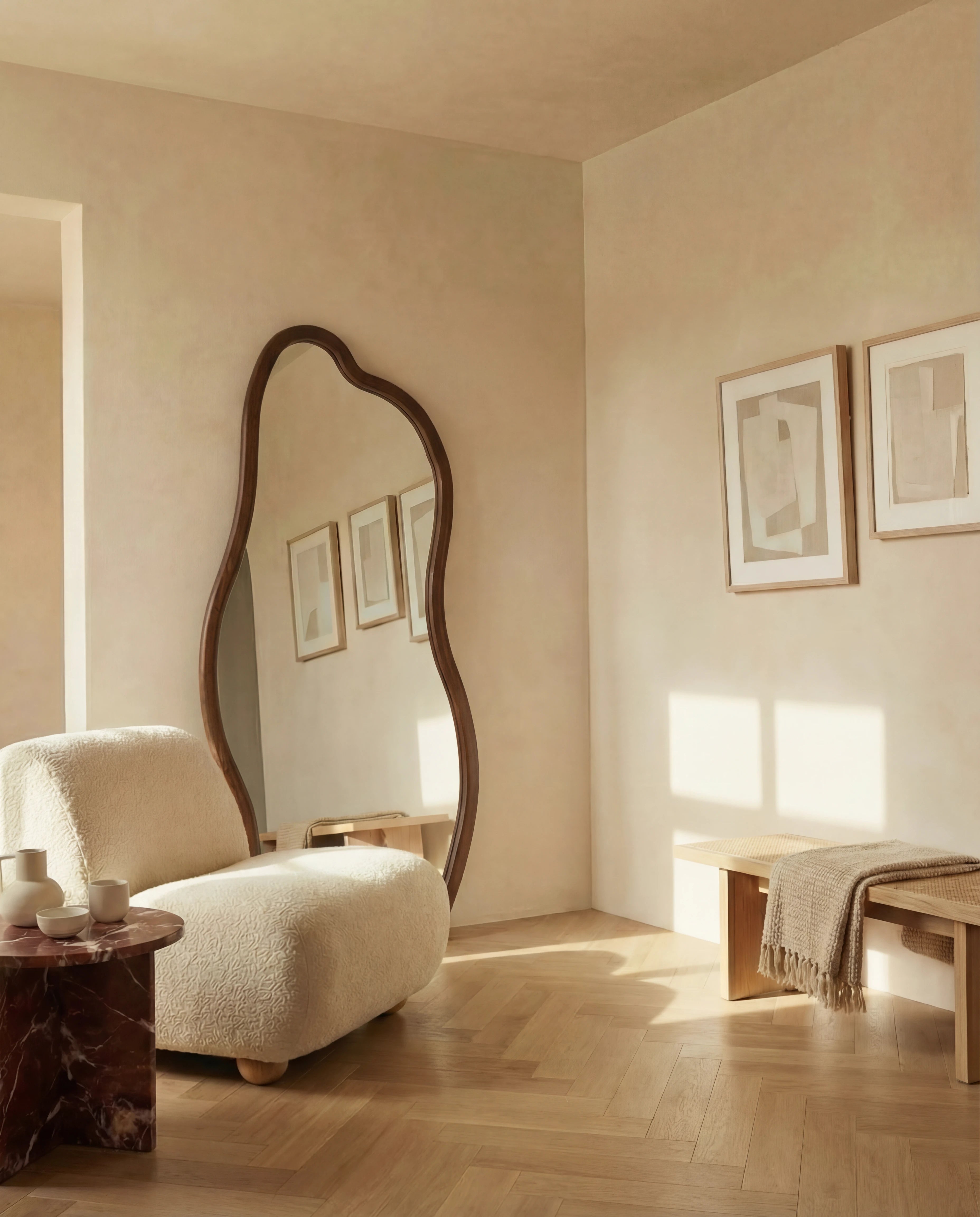 Hazel Dark Brown Wavy Irregular Dressing Mirror