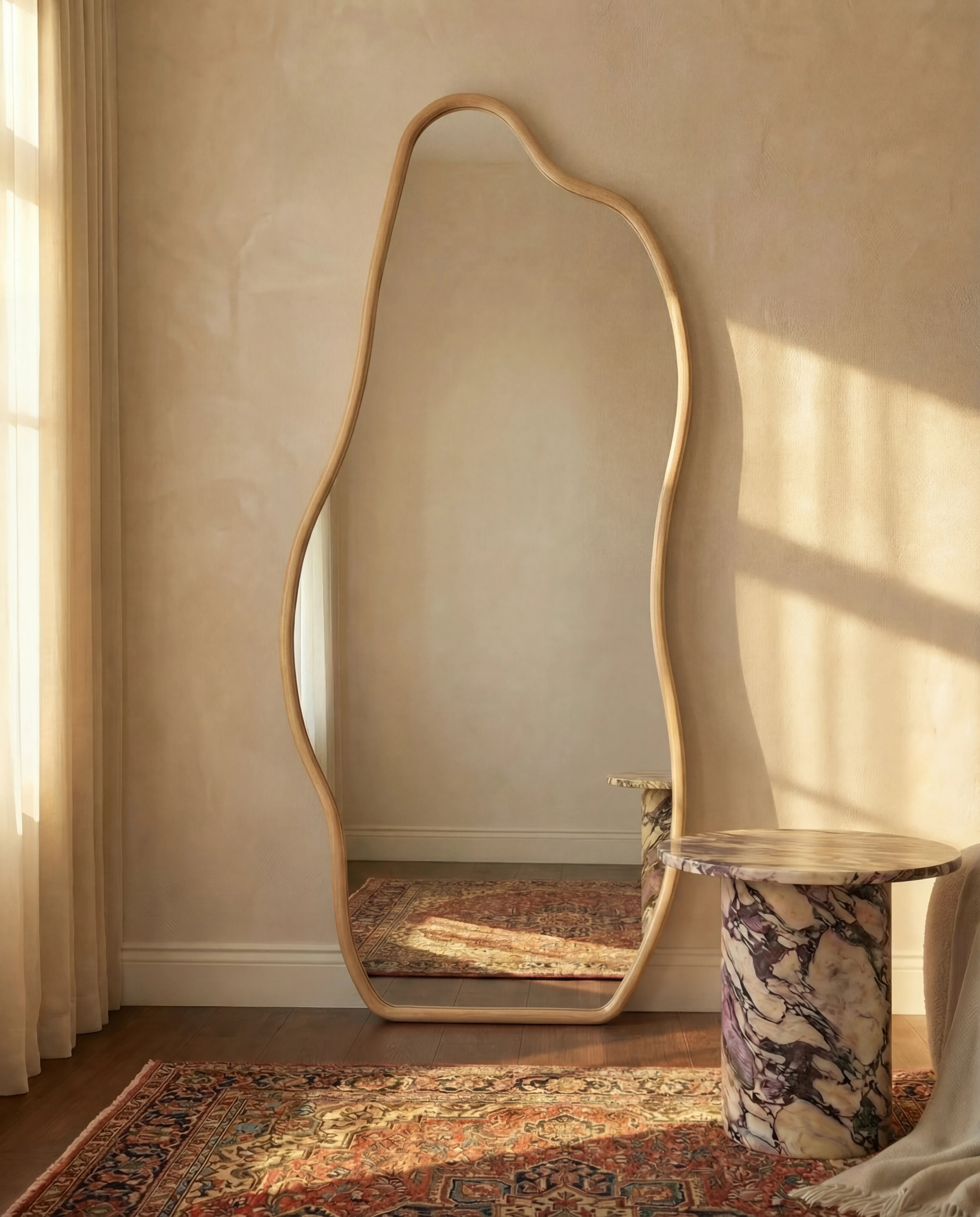 Hazel Light Brown Wavy Irregular Dressing Mirror