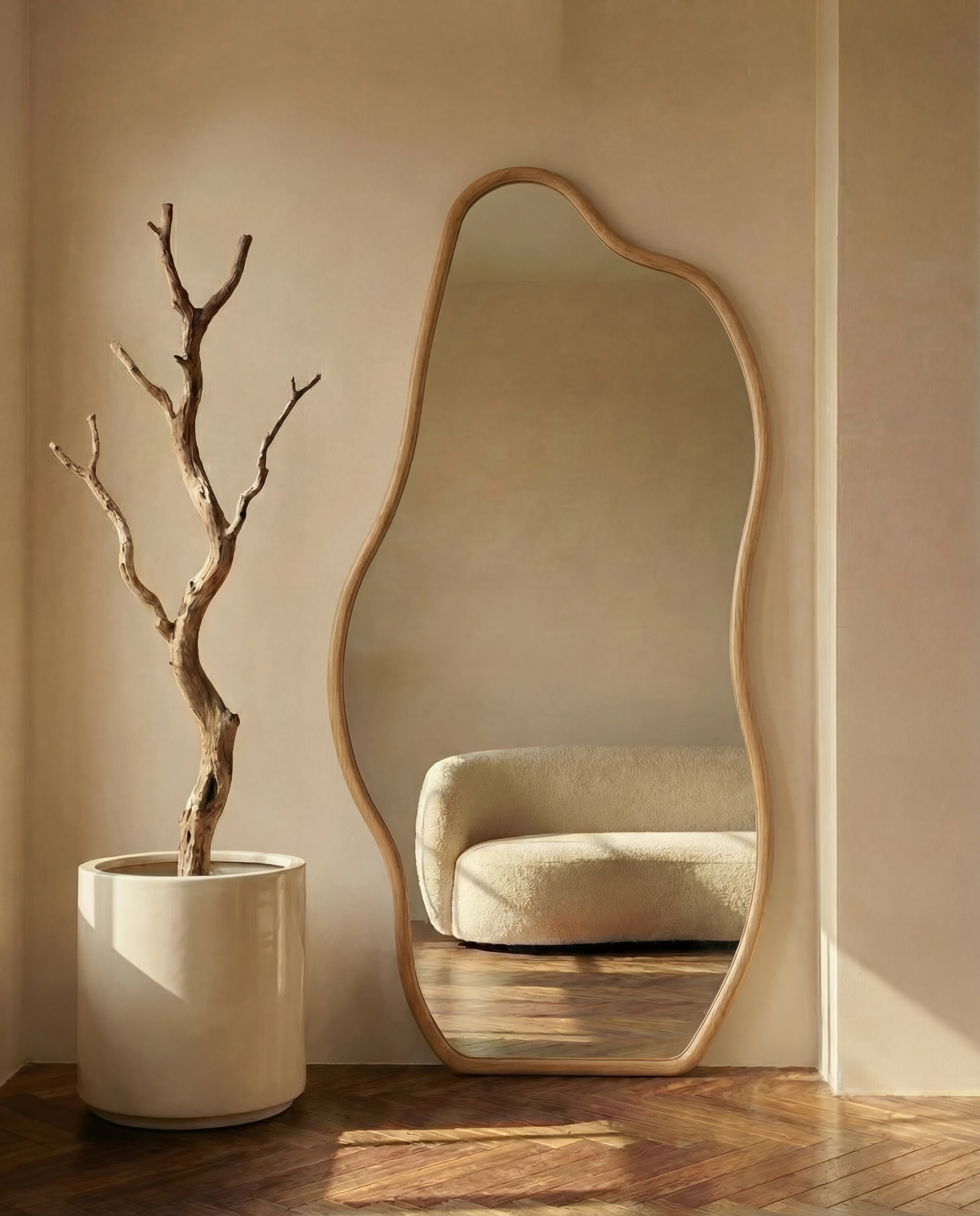 Hazel Light Brown Wavy Irregular Dressing Mirror