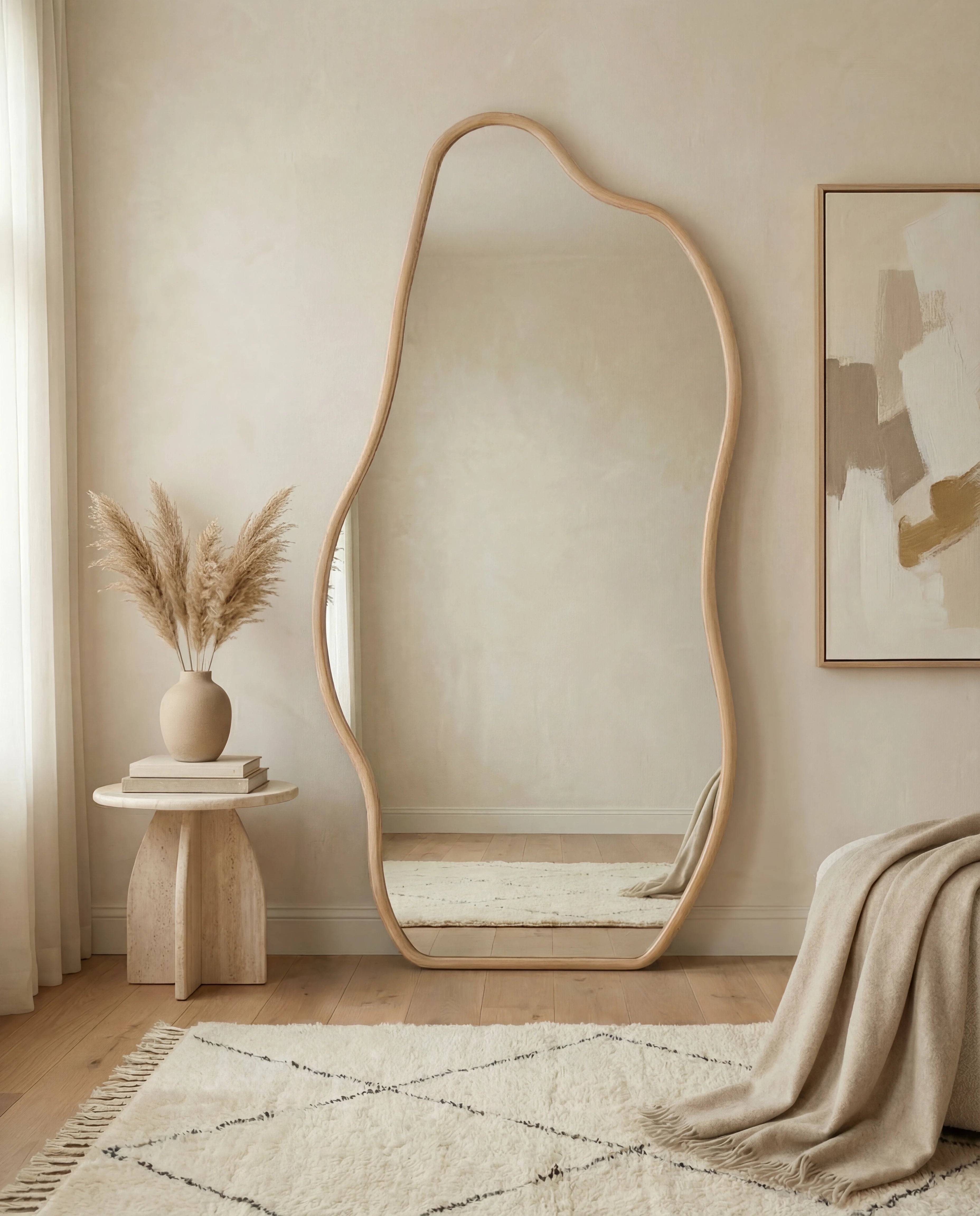 Hazel Light Brown Wavy Irregular Dressing Mirror