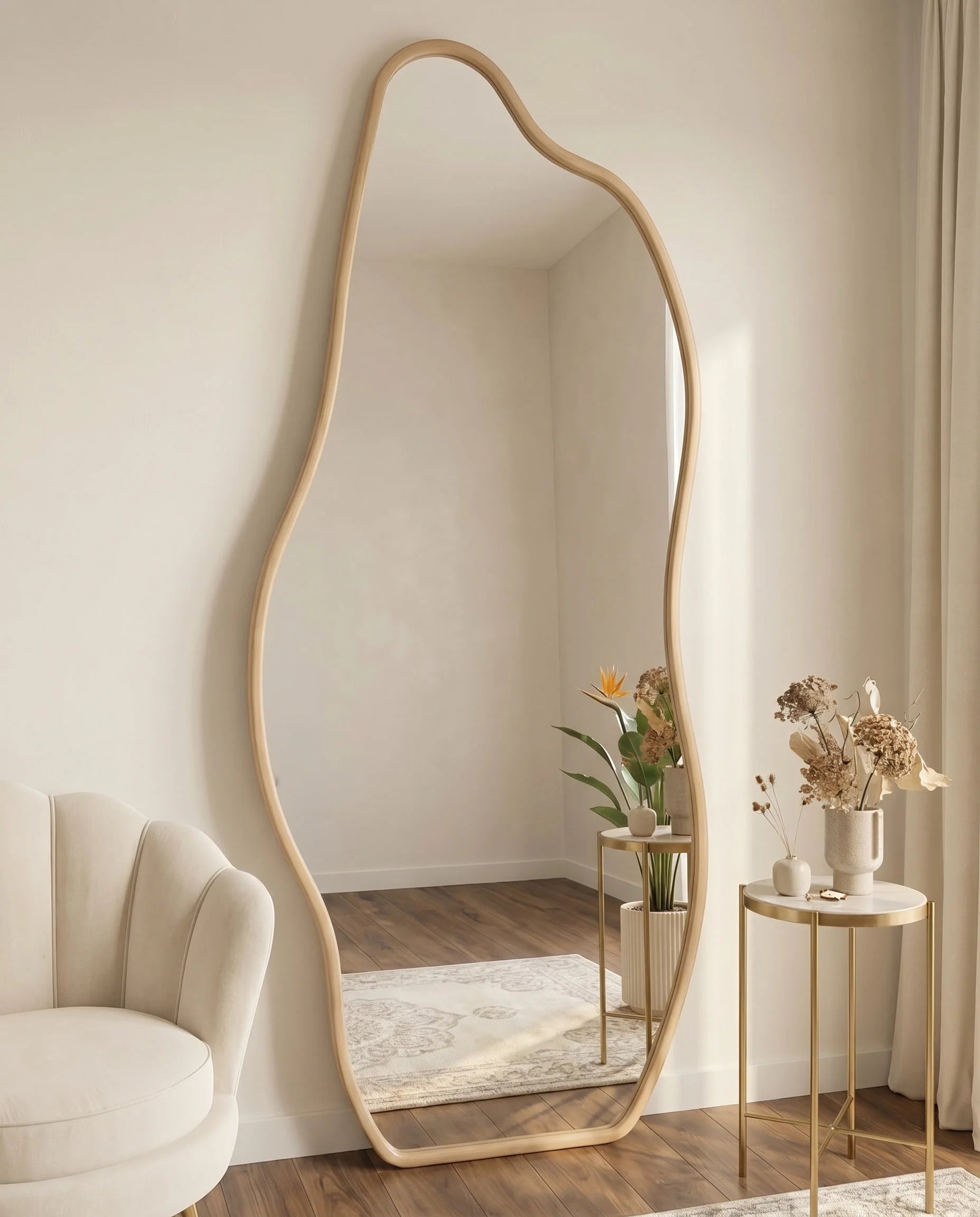 Hazel light brown wavy irregular dressing mirror