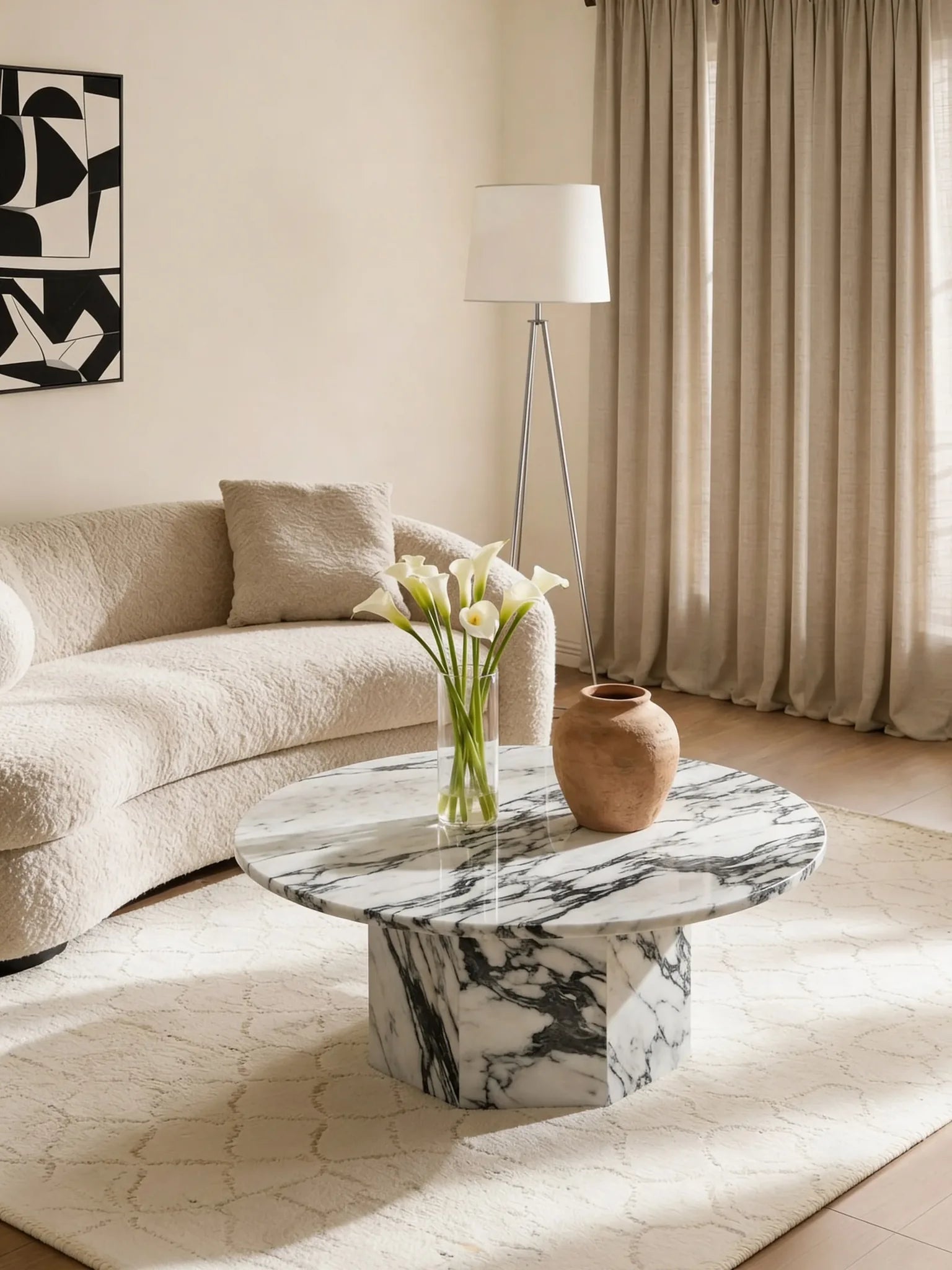 Hexagon Arabescato marble coffee table