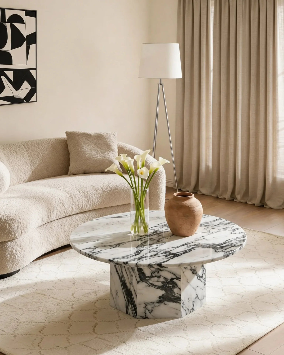 Hexagon Arabescato marble coffee table