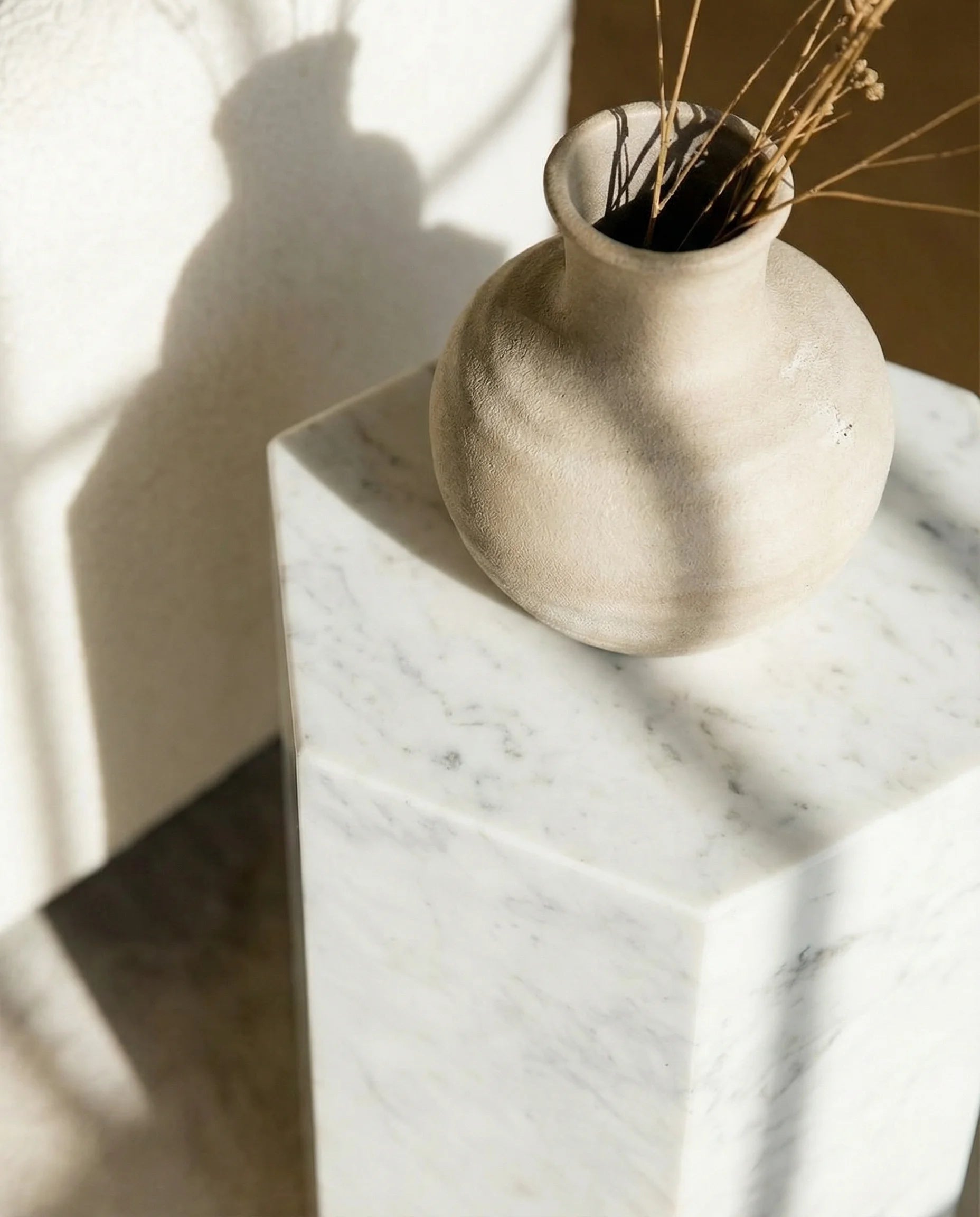 Hexagon Carrara Marble Side Table