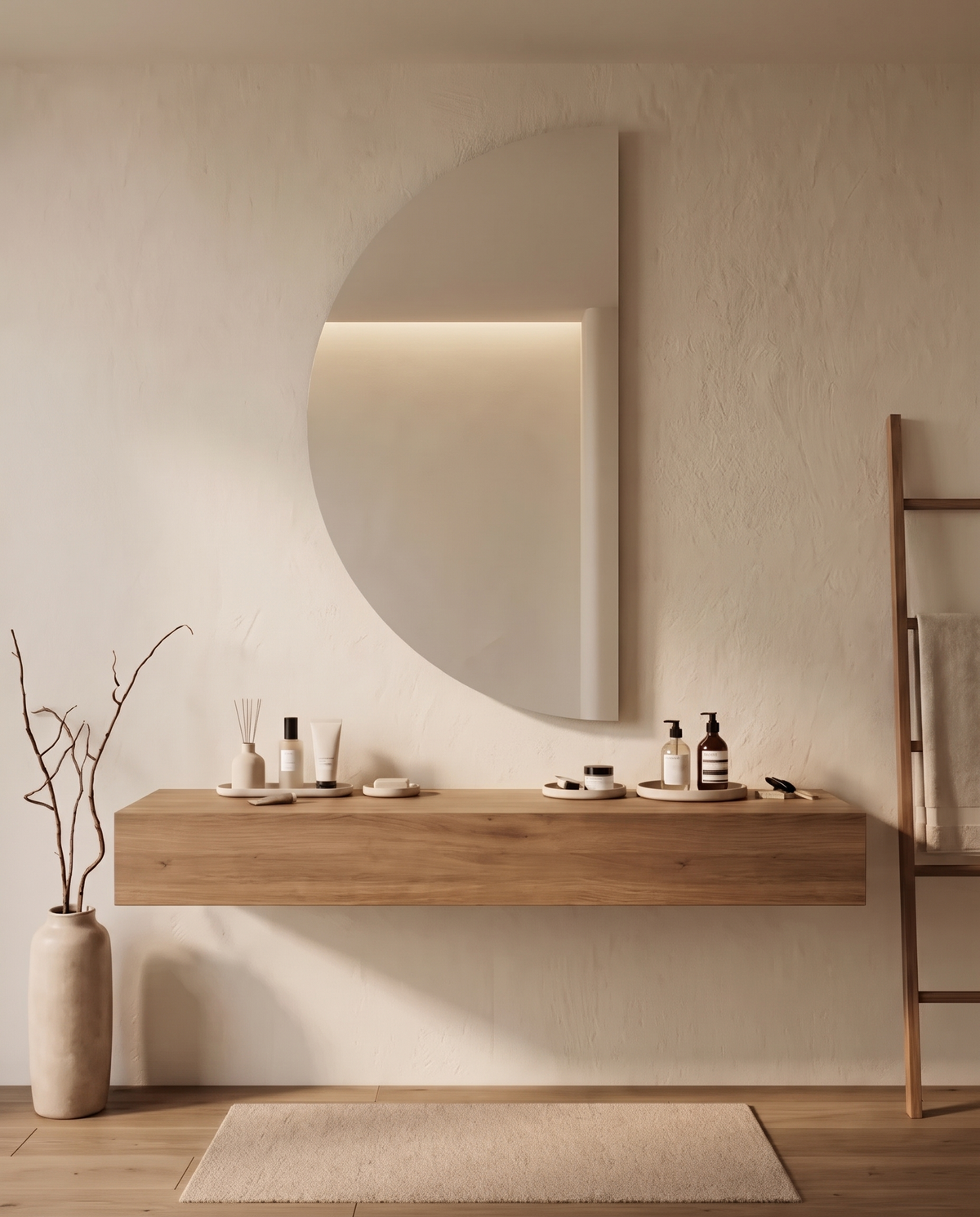Hilal Backlit Half Moon Frameless Wall Mirror with LED