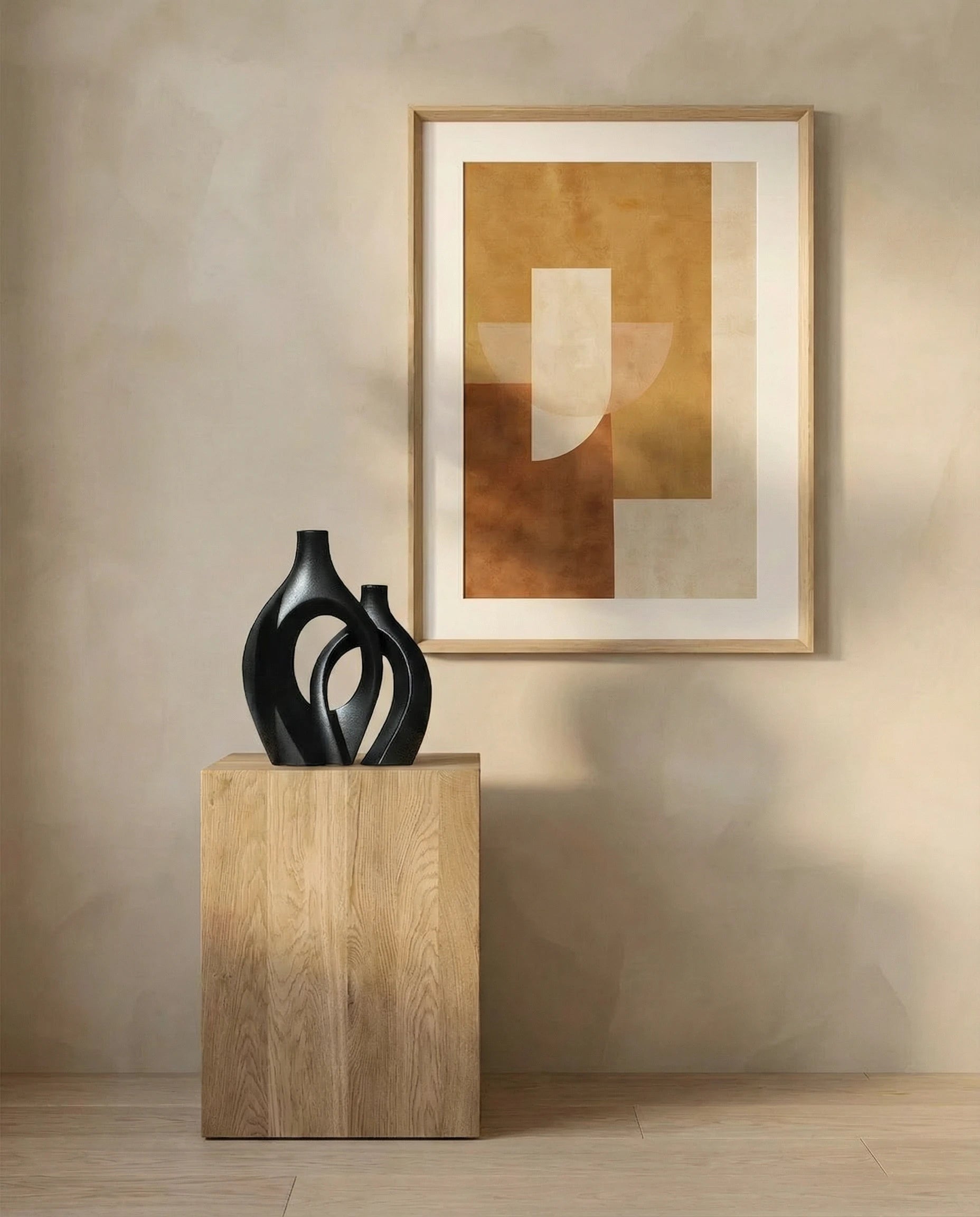 Hollow Snuggle Black Ceramic 2 in 1 Vase Set