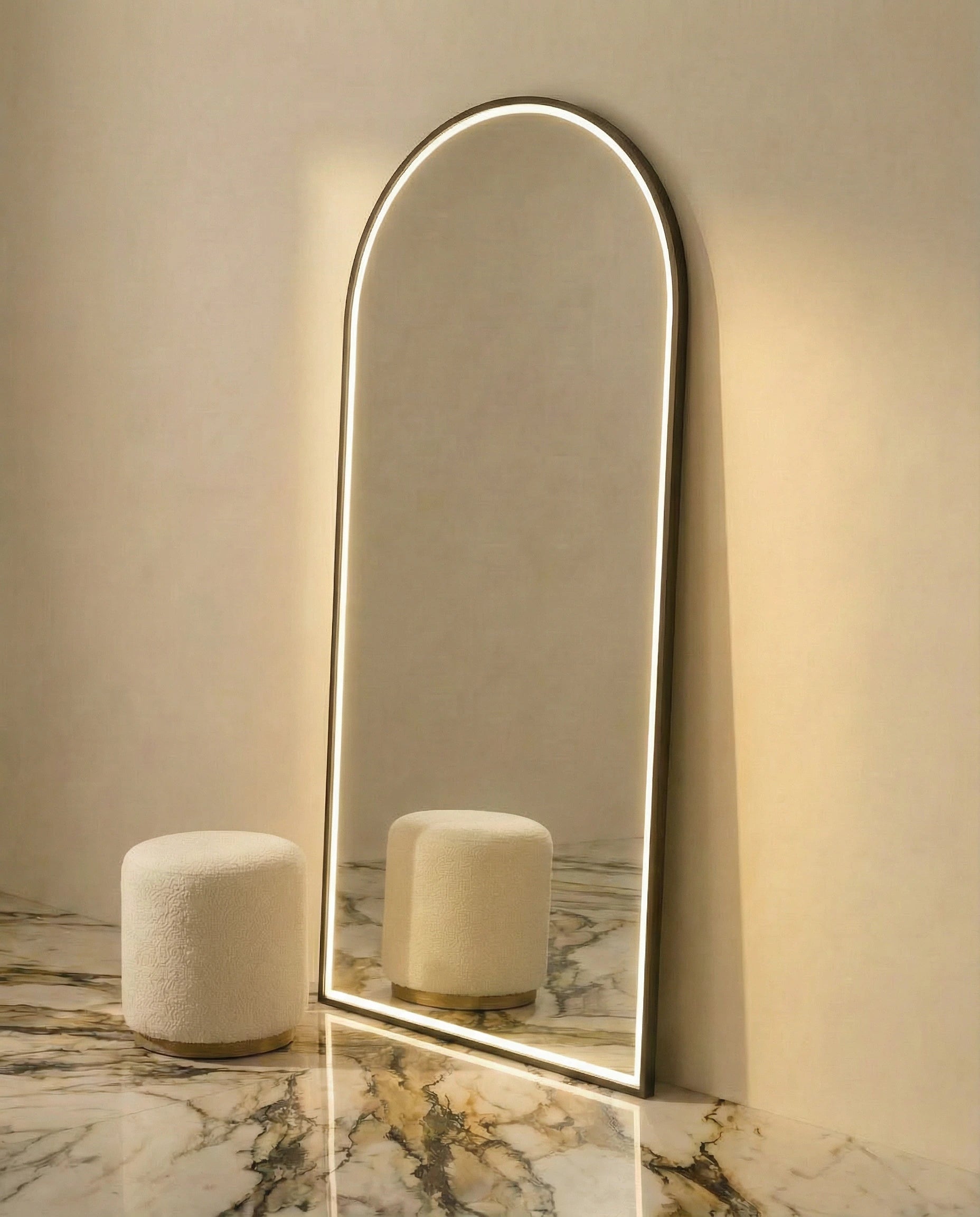 Iris LED Black Framed Arch Mirror