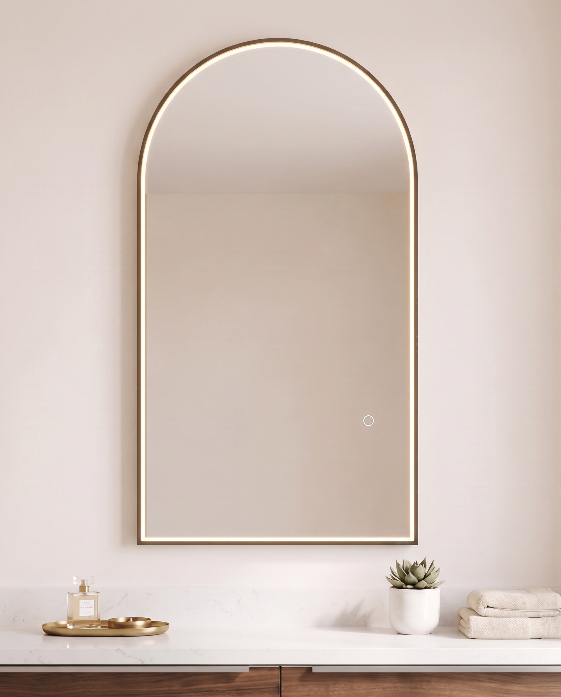 Iris Black Inner Frame LED Arch Vanity Wall Mirror