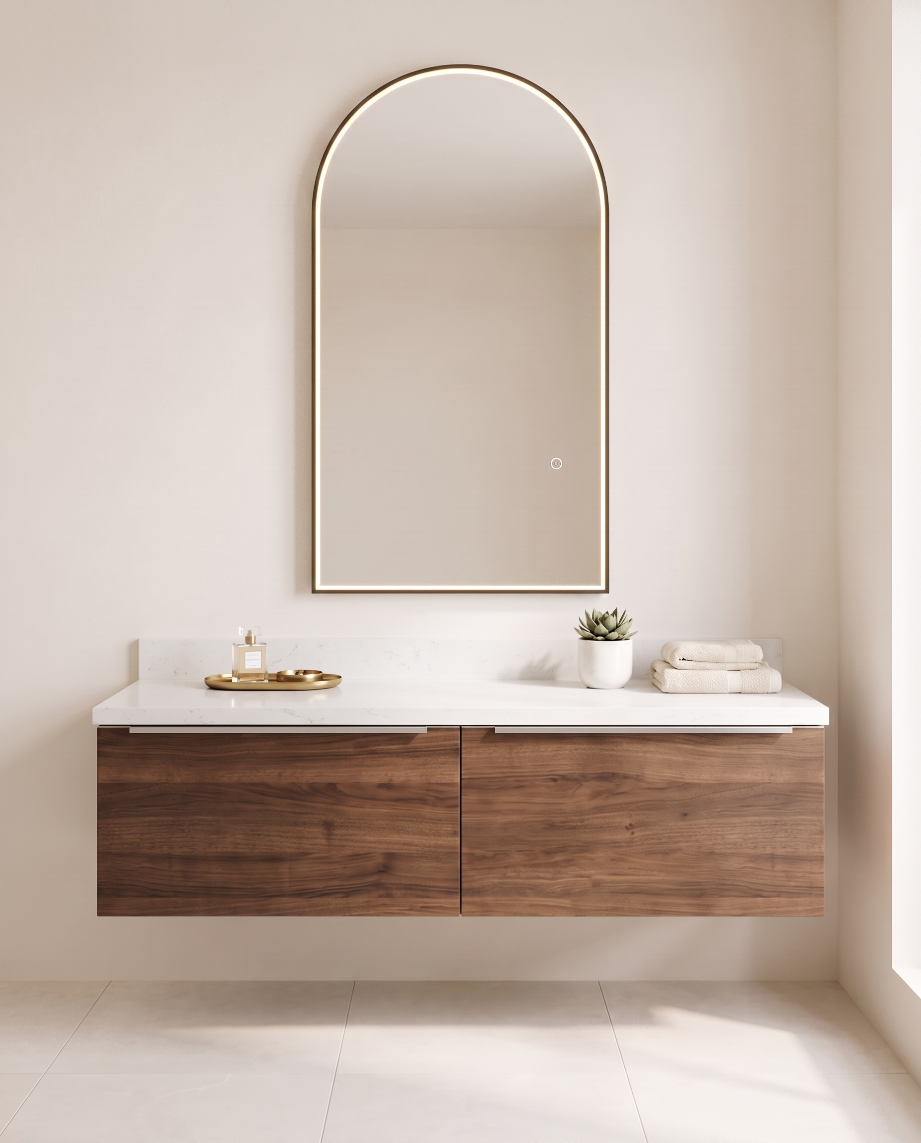 Iris Black Inner Frame LED Arch Vanity Wall Mirror