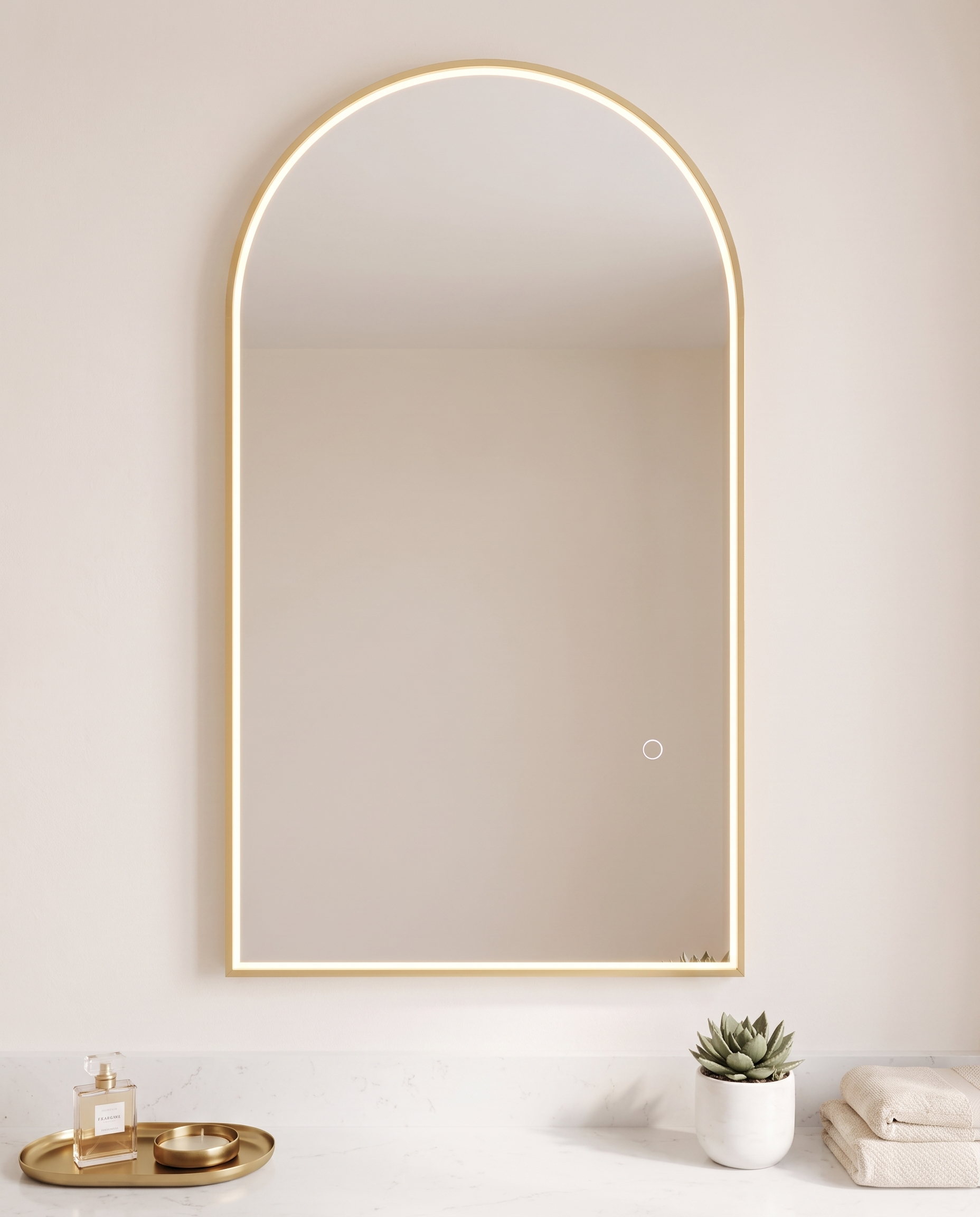Iris Golden Inner Frame LED Arch Vanity Wall Mirror