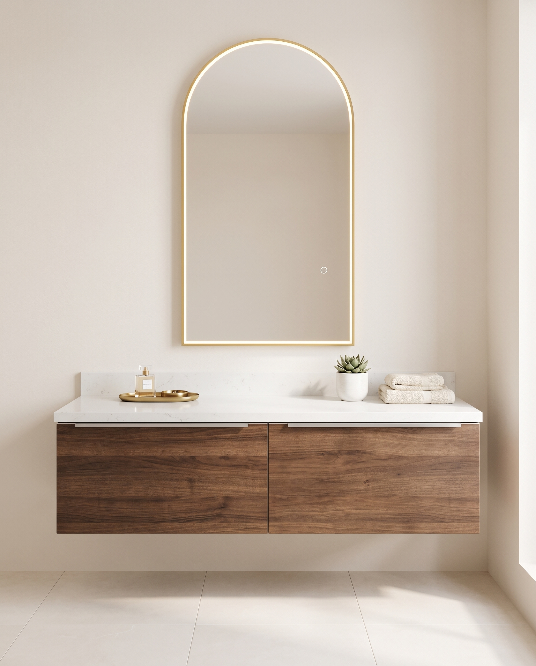 Iris Golden Inner Frame LED Arch Vanity Wall Mirror