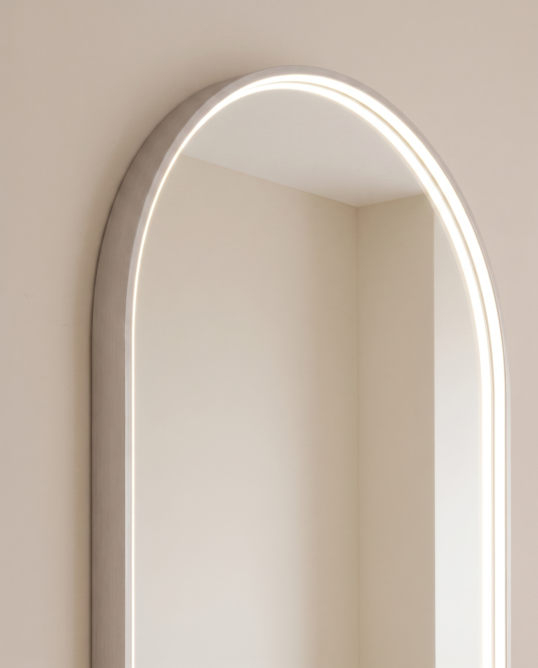 Iris Silver Inner Frame LED Arch Vanity Wall Mirror