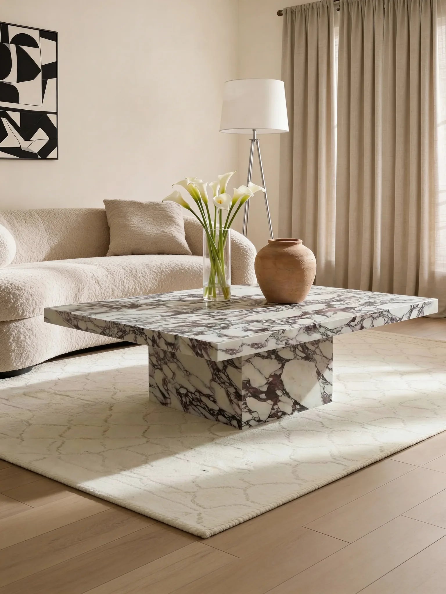 Italian Calacatta marble coffee table