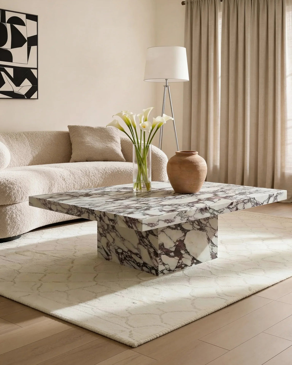 Italian Calacatta marble coffee table