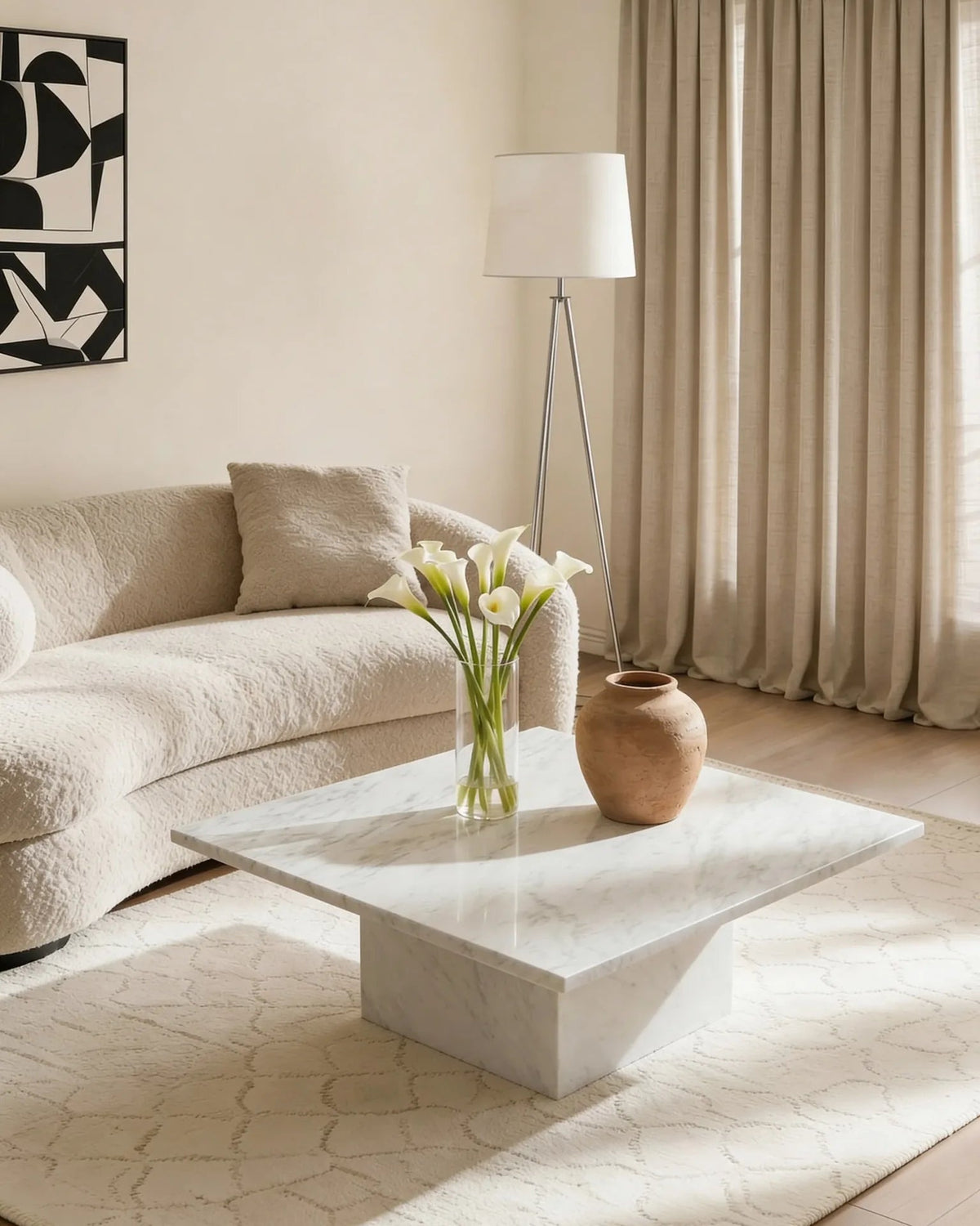 Ivory Carrara marble coffee table