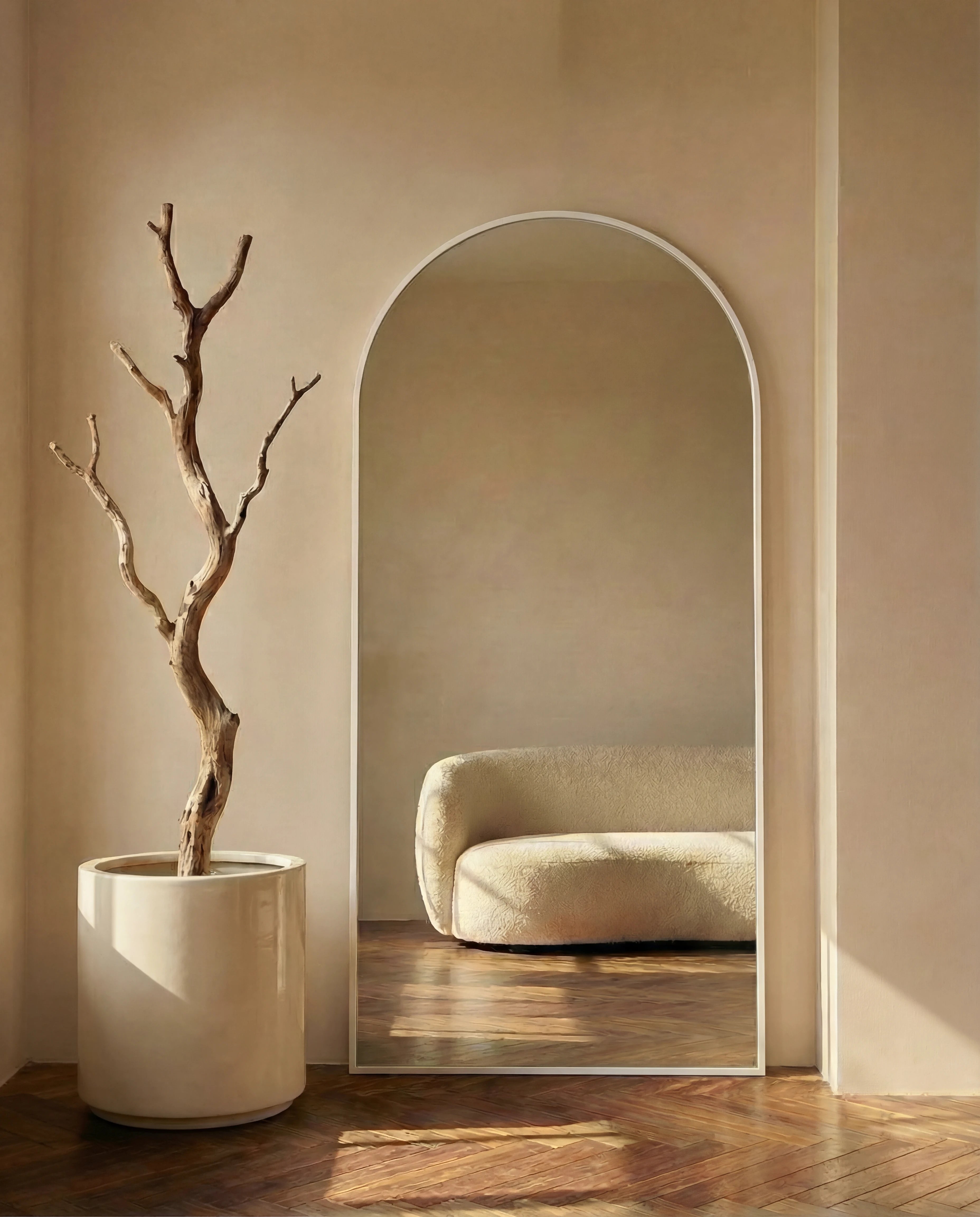 Juliette Silver Framed Arch Mirror with Stand