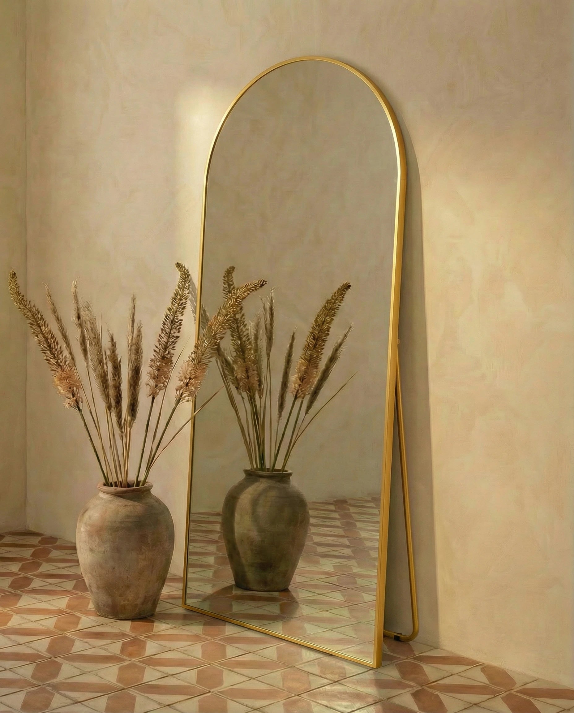 Juliette Tall Gold Framed Arch Standing Mirror