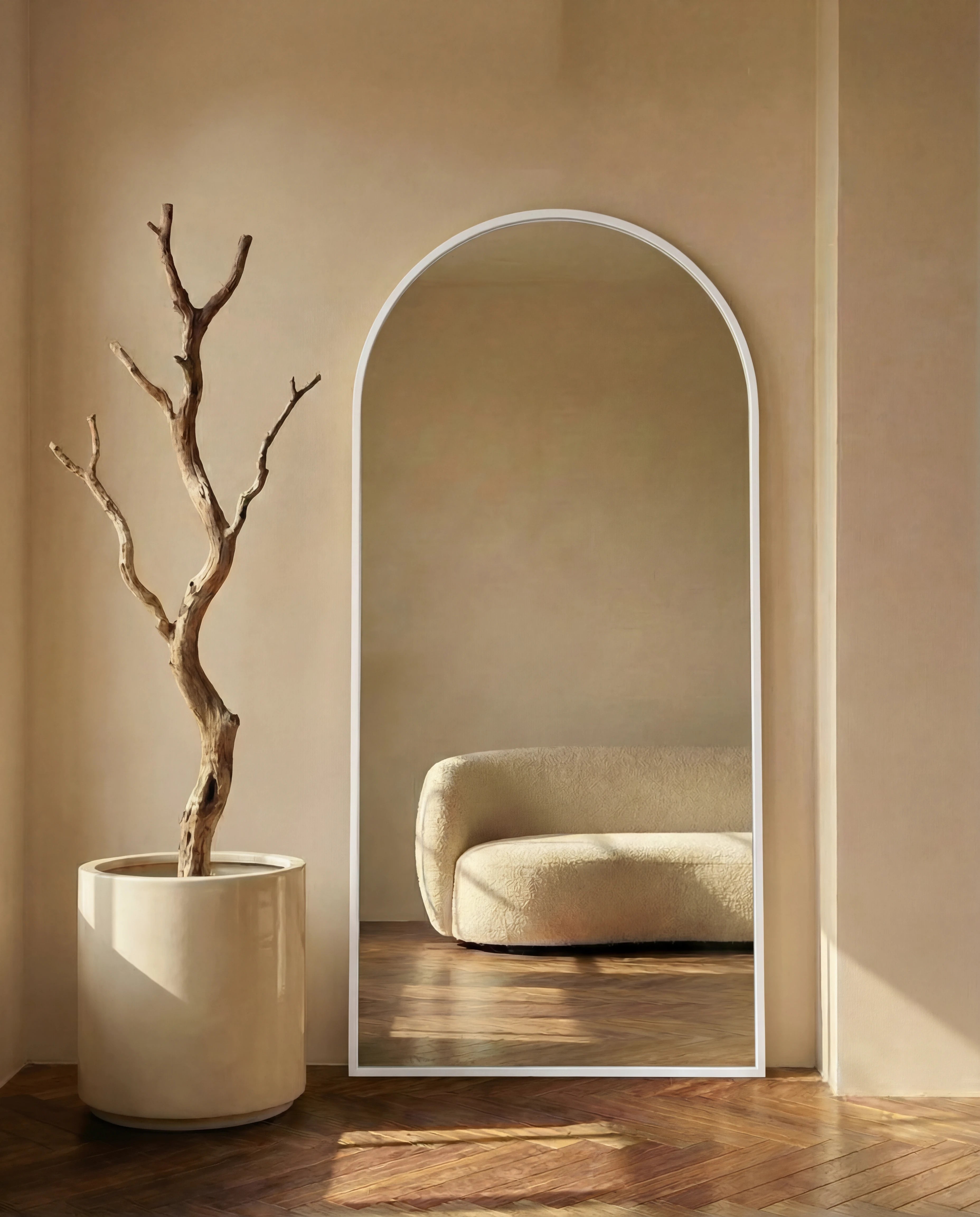 Juliette Tall Silver Framed Arch Wall Mirror
