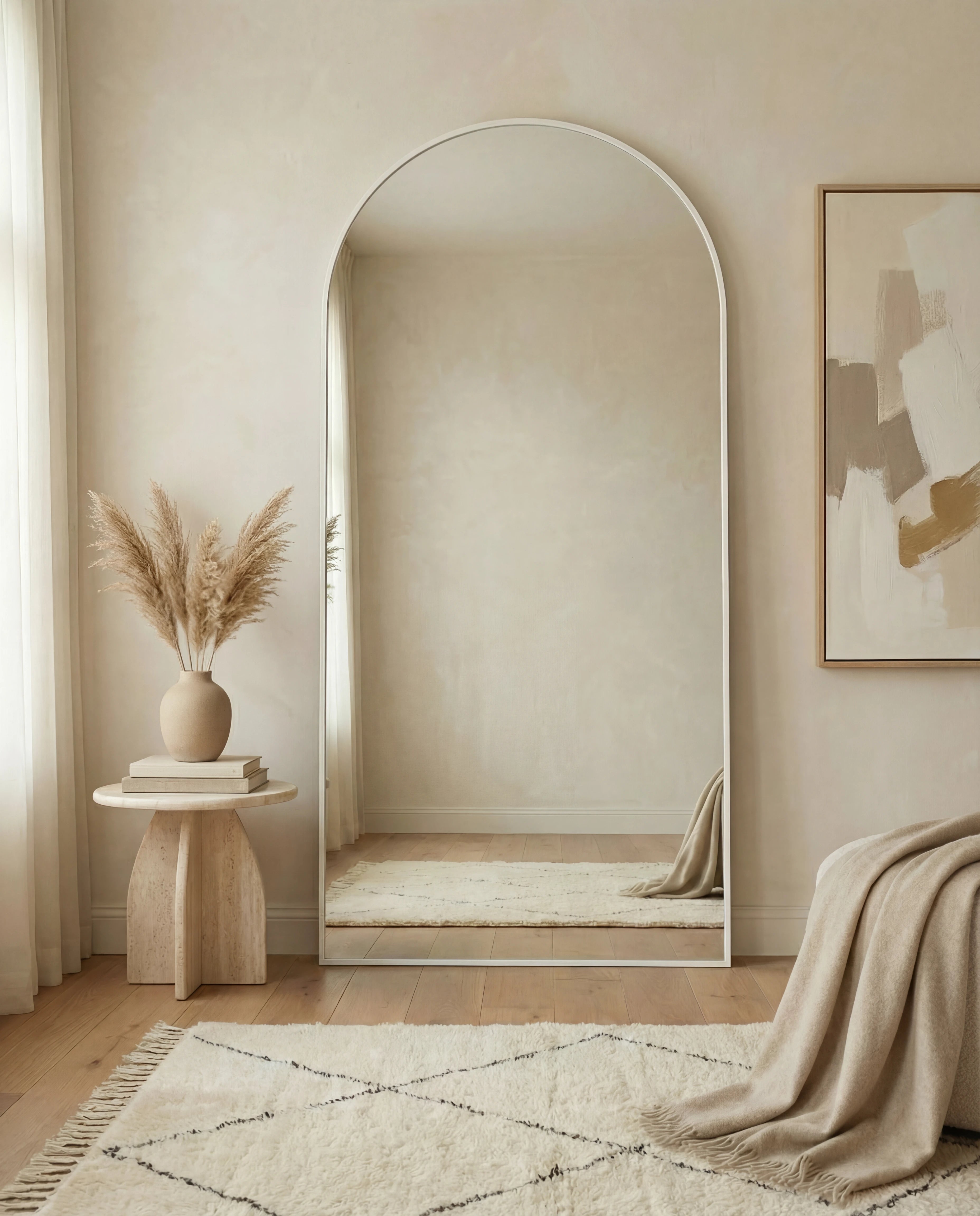 Juliette Tall Silver Framed Arch Wall Mirror