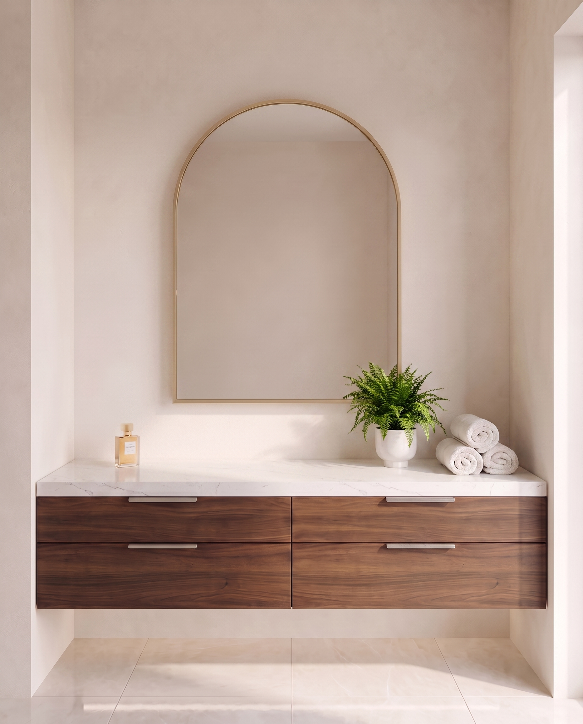 Juliette Gold Framed Arch vanity Wall Mirror