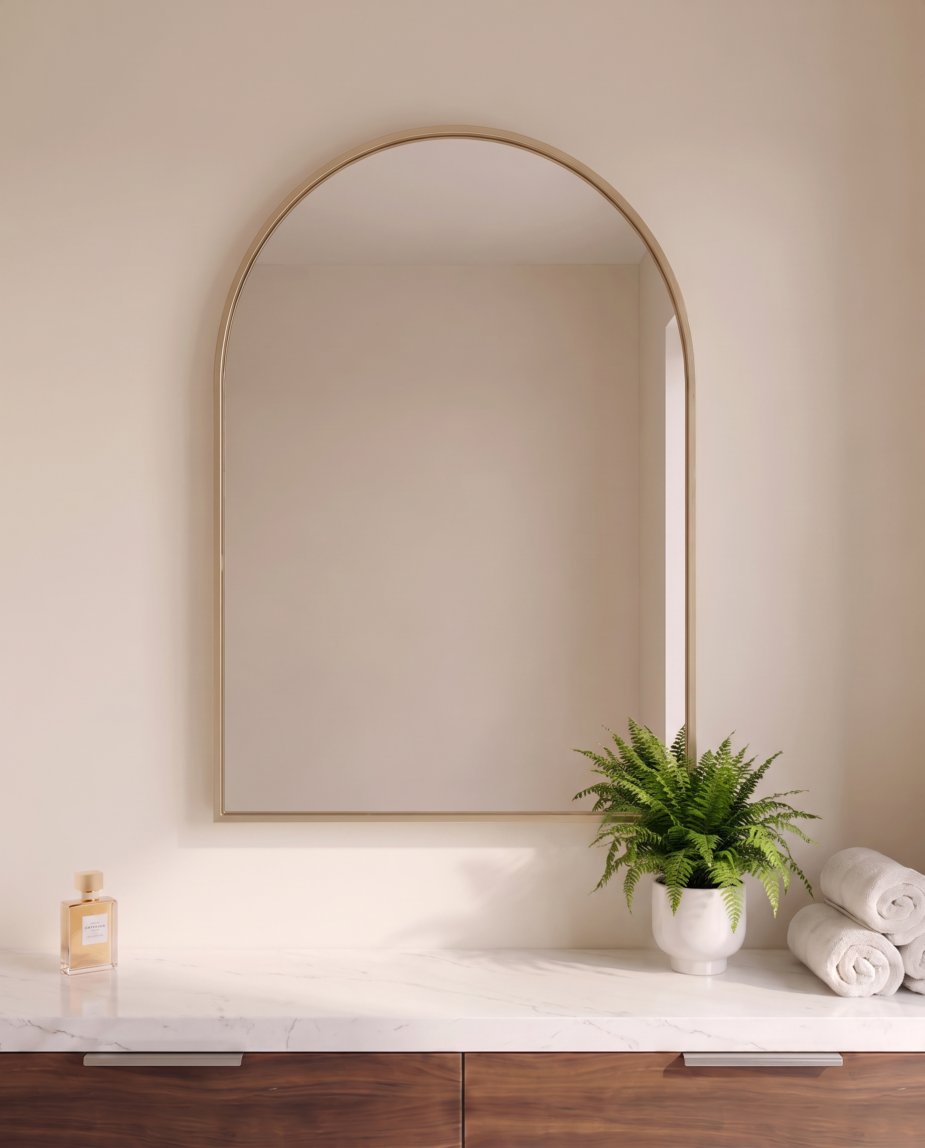 Juliette Gold Framed Arch vanity Wall Mirror