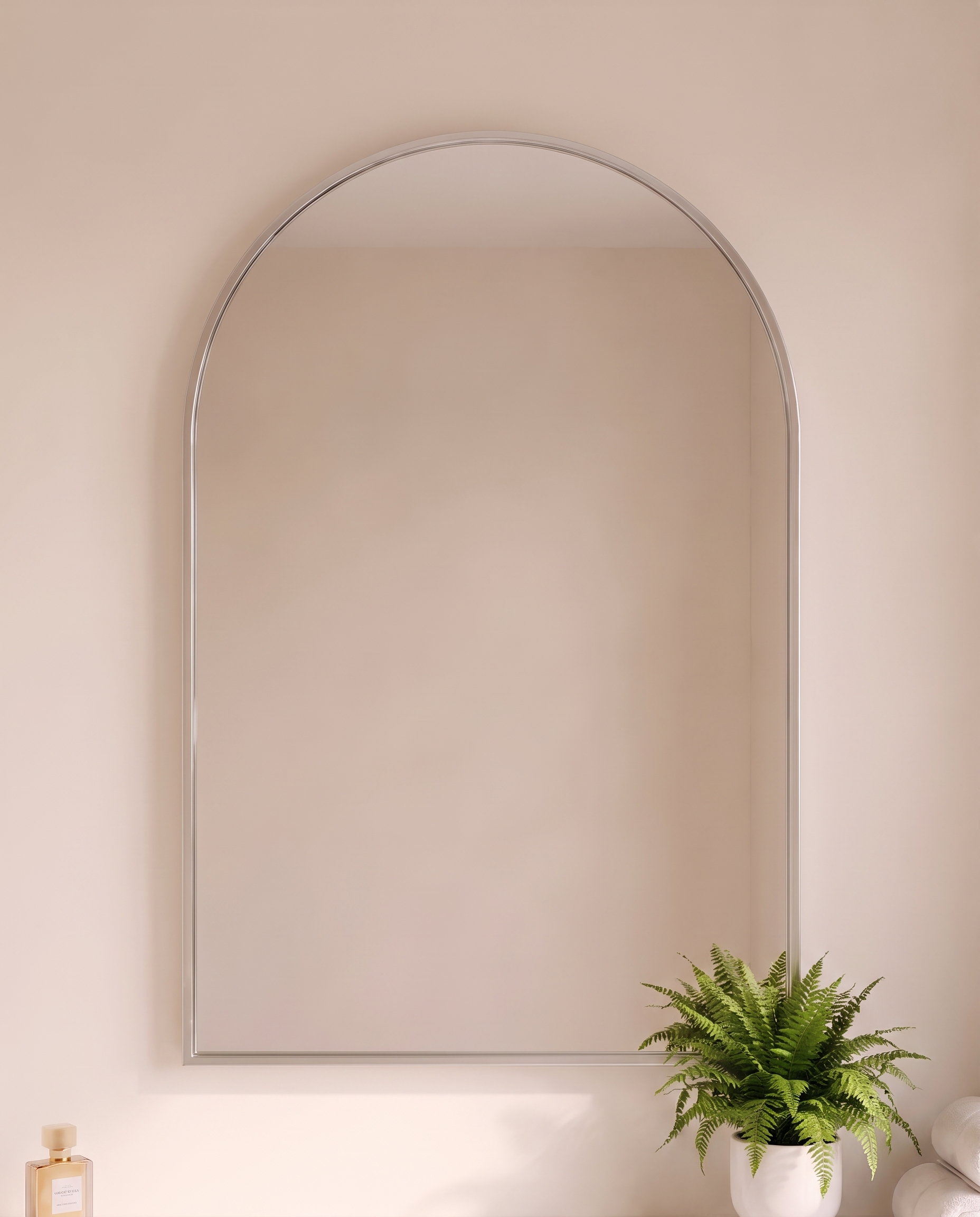 Juliette Silver Framed Arch vanity Wall Mirror