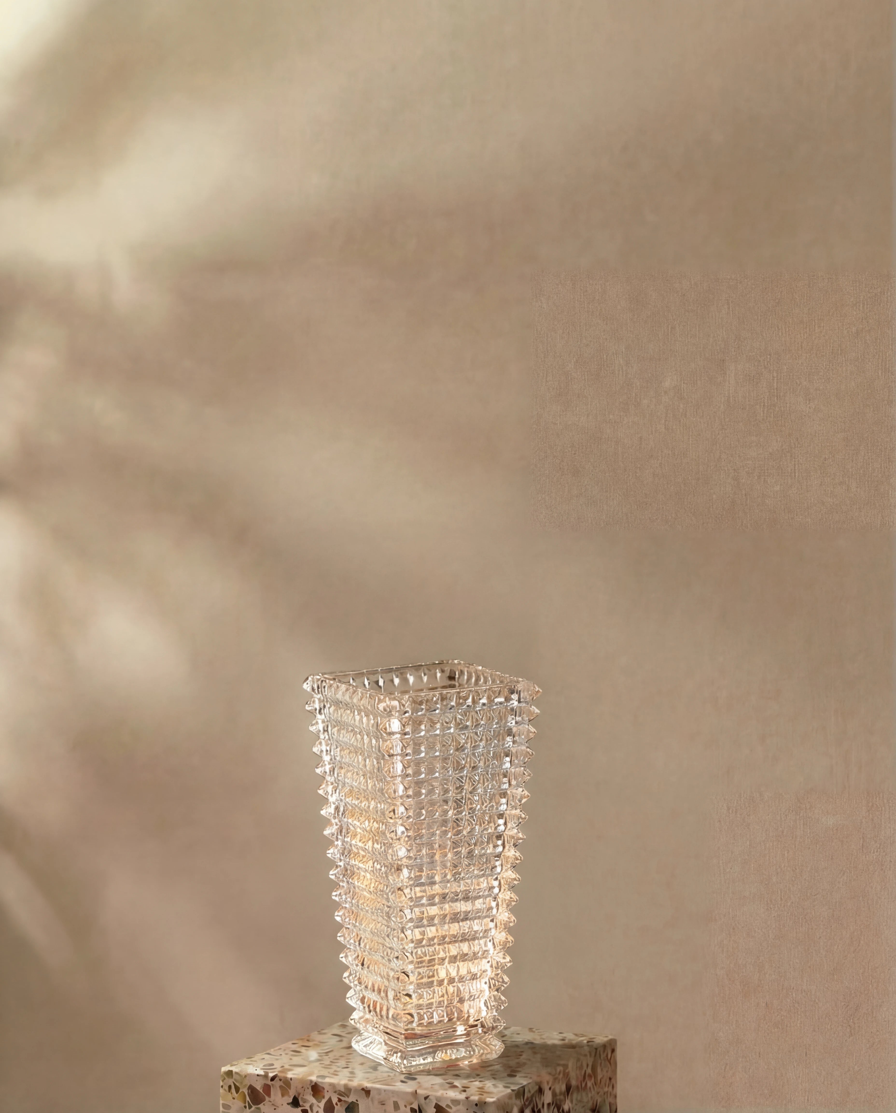 Kara Edge Geometric Crystal Glass Vase