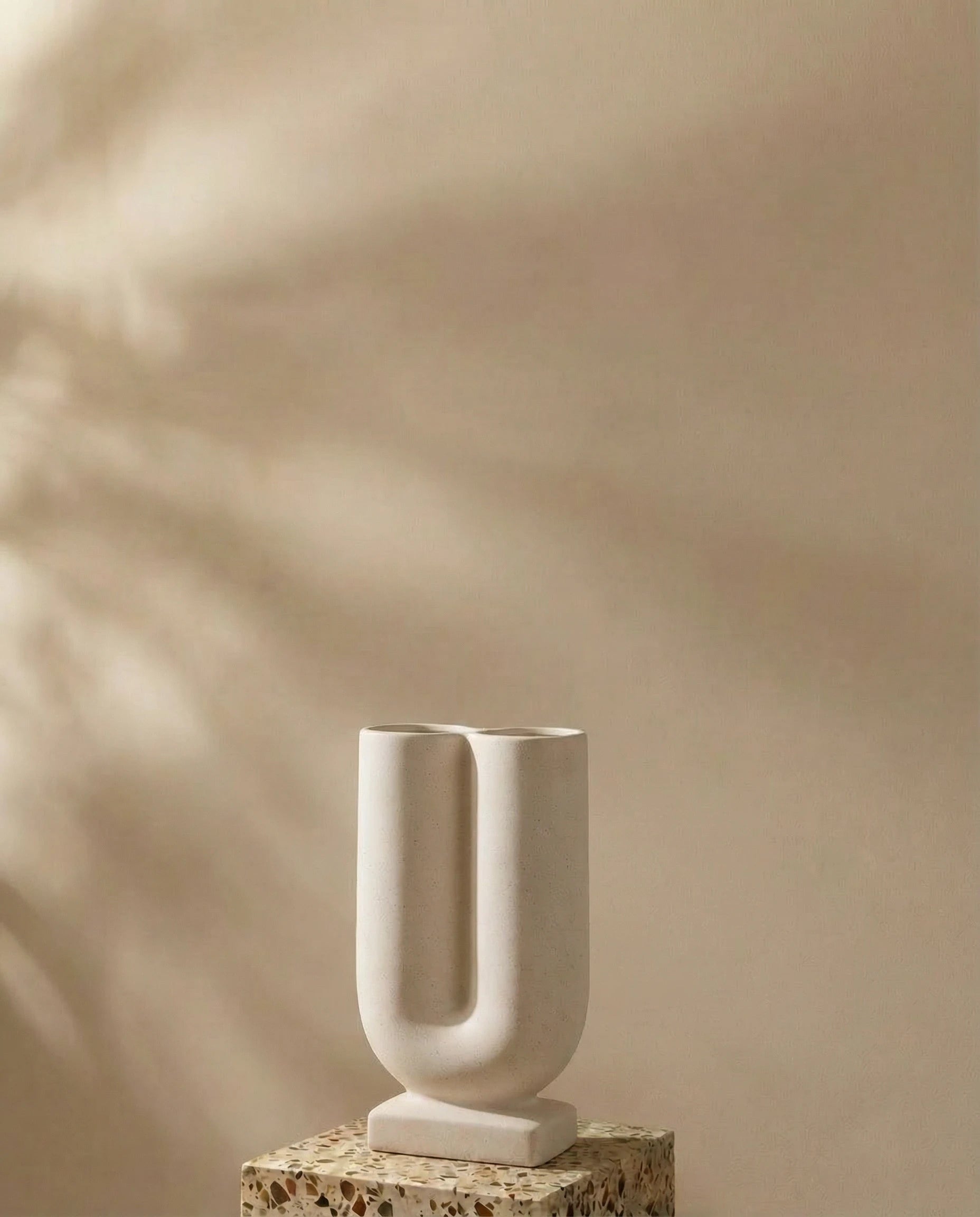 Kora White U-Shaped Ceramic Vase