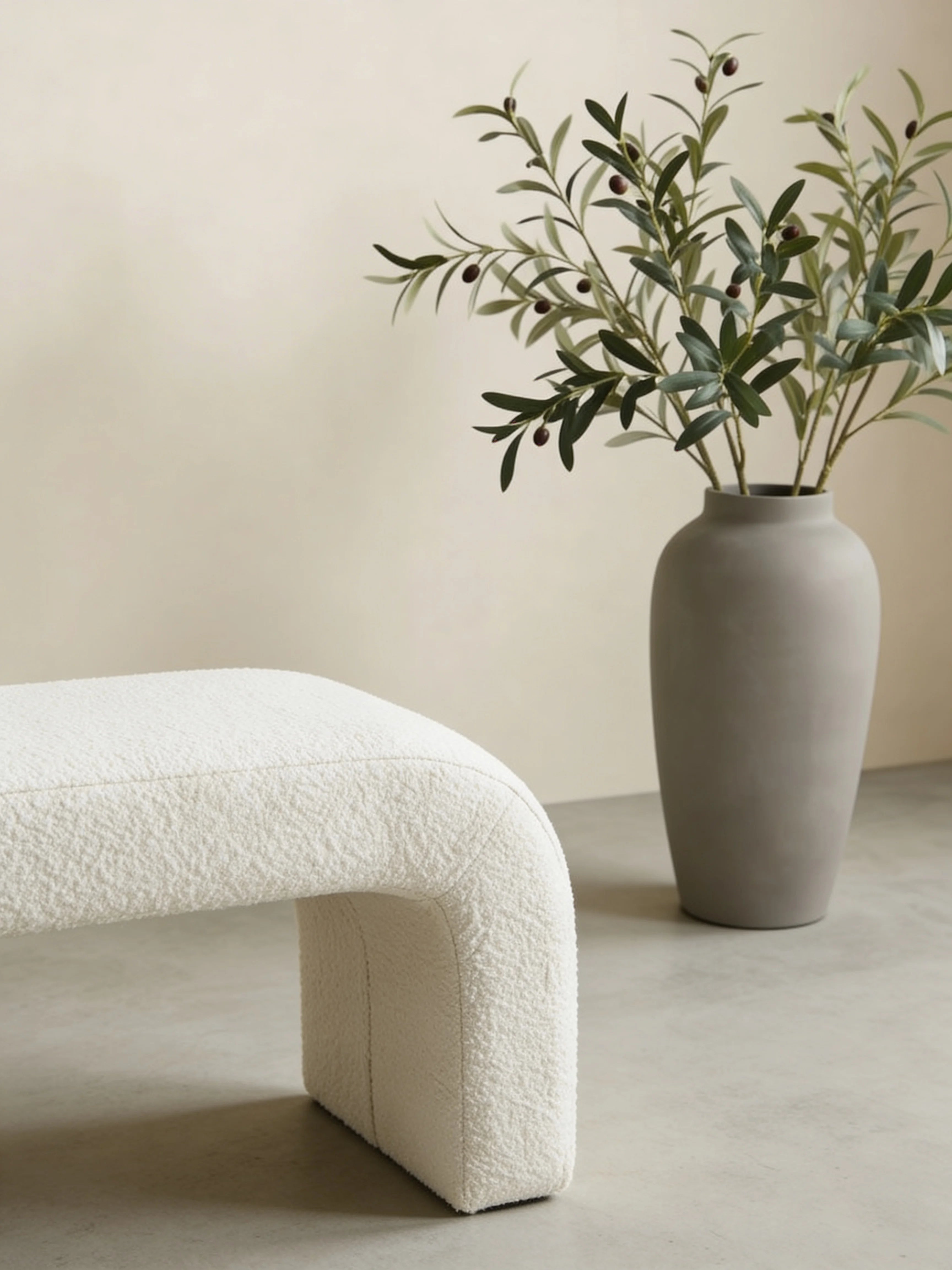 Largo Bouclé Ottoman Bench