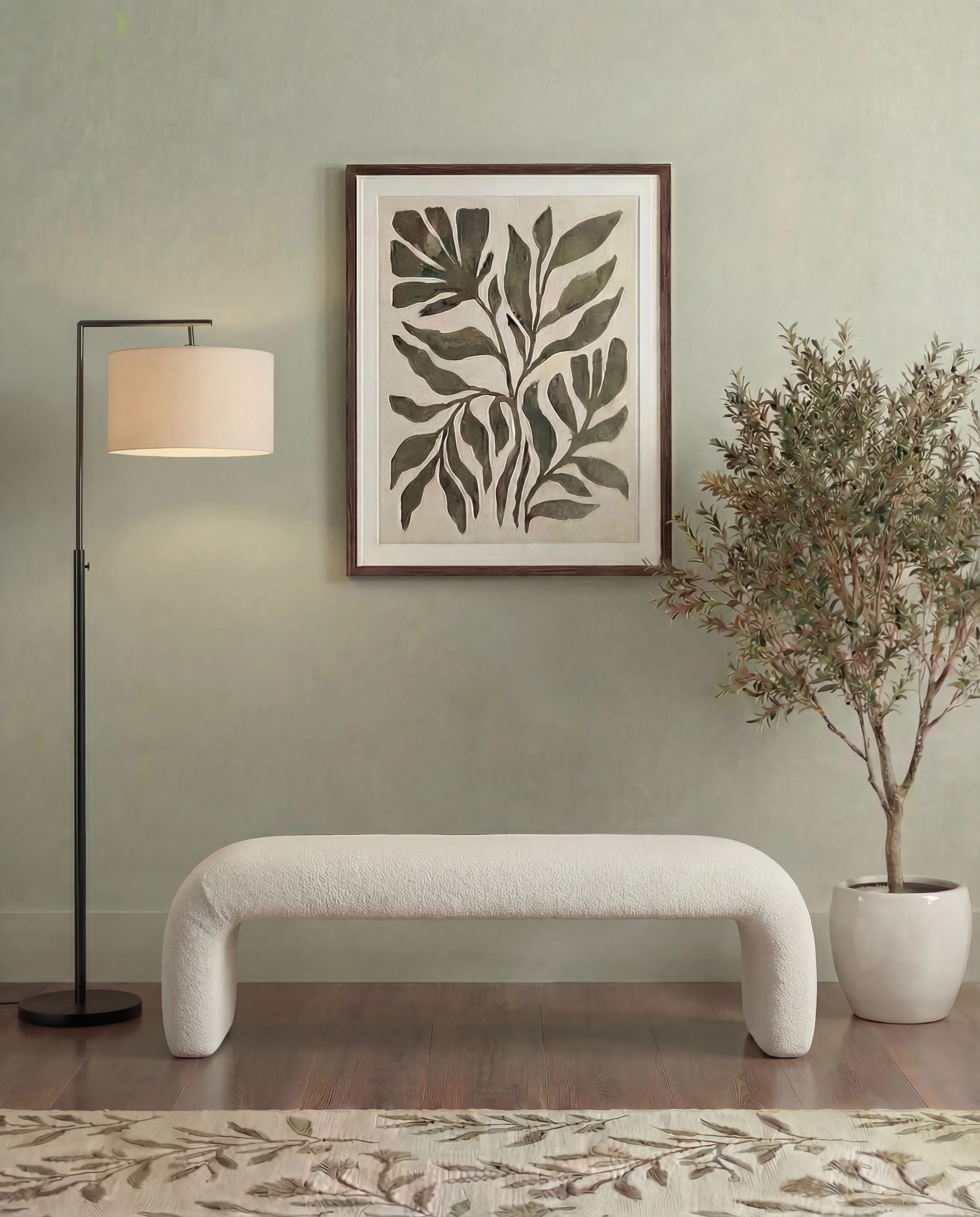 Largo Bouclé Ottoman Bench