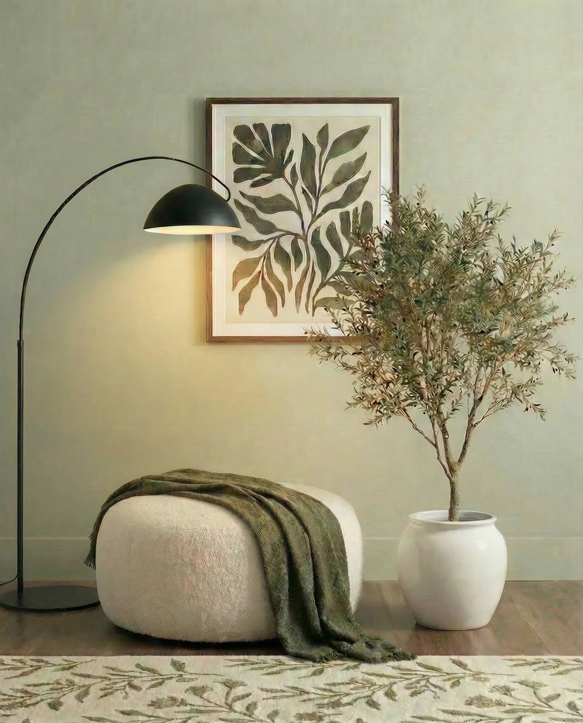 Lewis Mid-Century Black Curved Floor Lamp