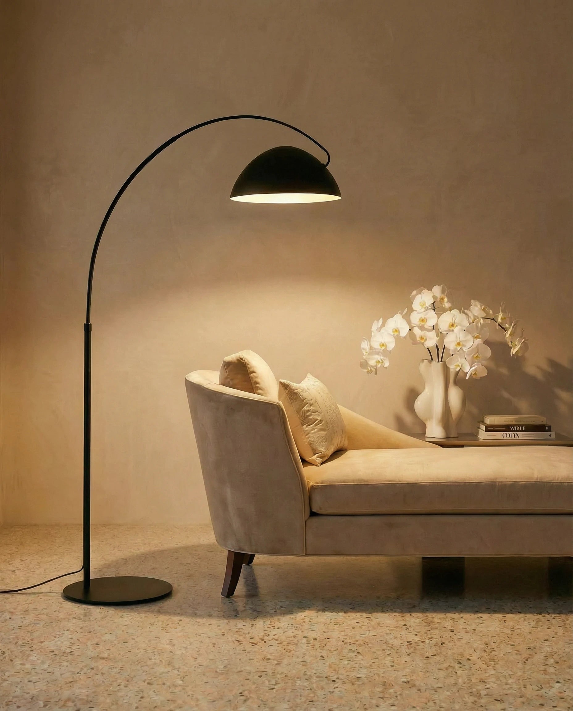 Lewis Mid-Century Black Curved Floor Lamp