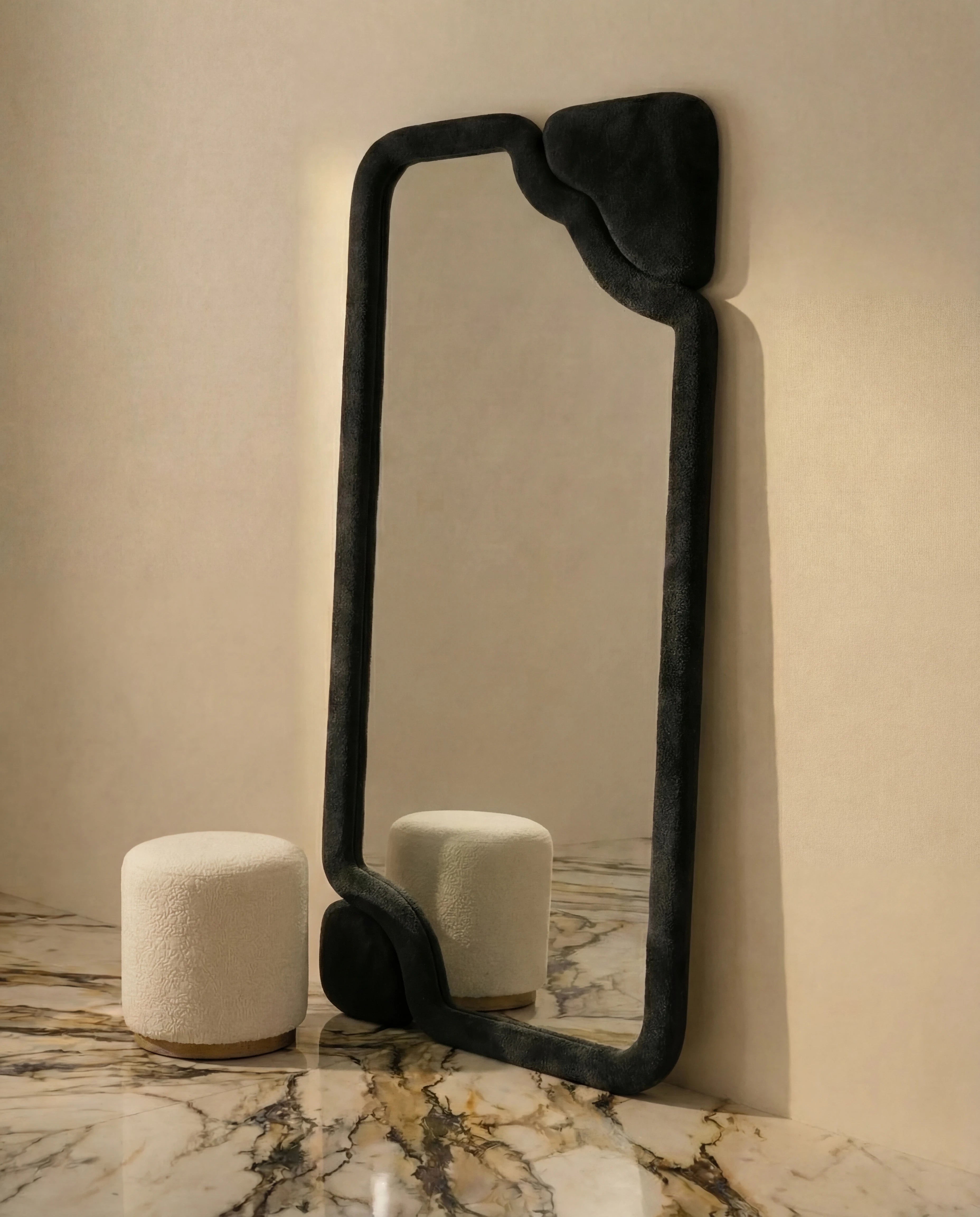 Leyla Black Decorative Full-Length Flannelette Wall Mirror